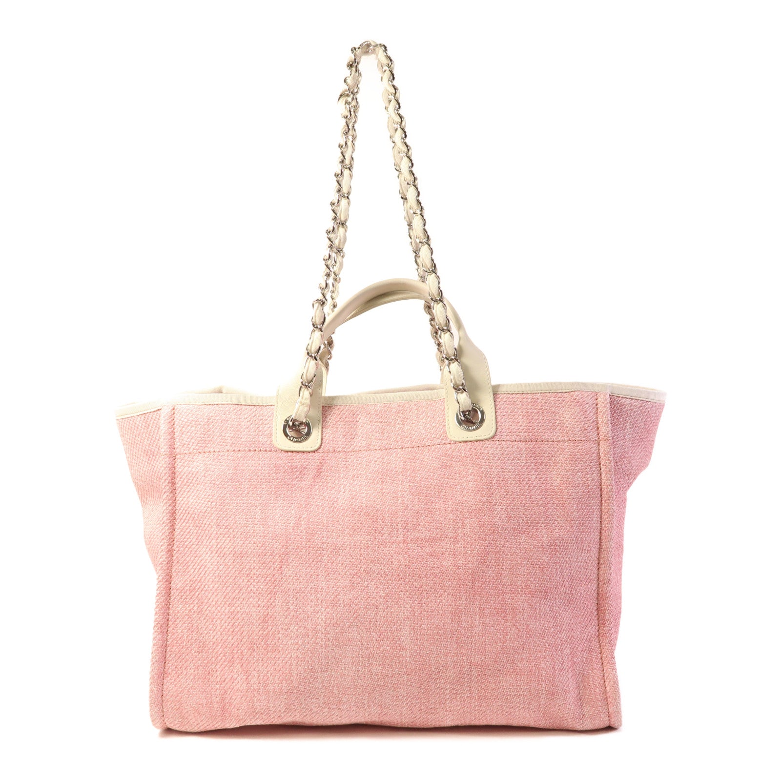 CHANEL Straw Deavuille Tote銀扣手挽肩背兩用袋