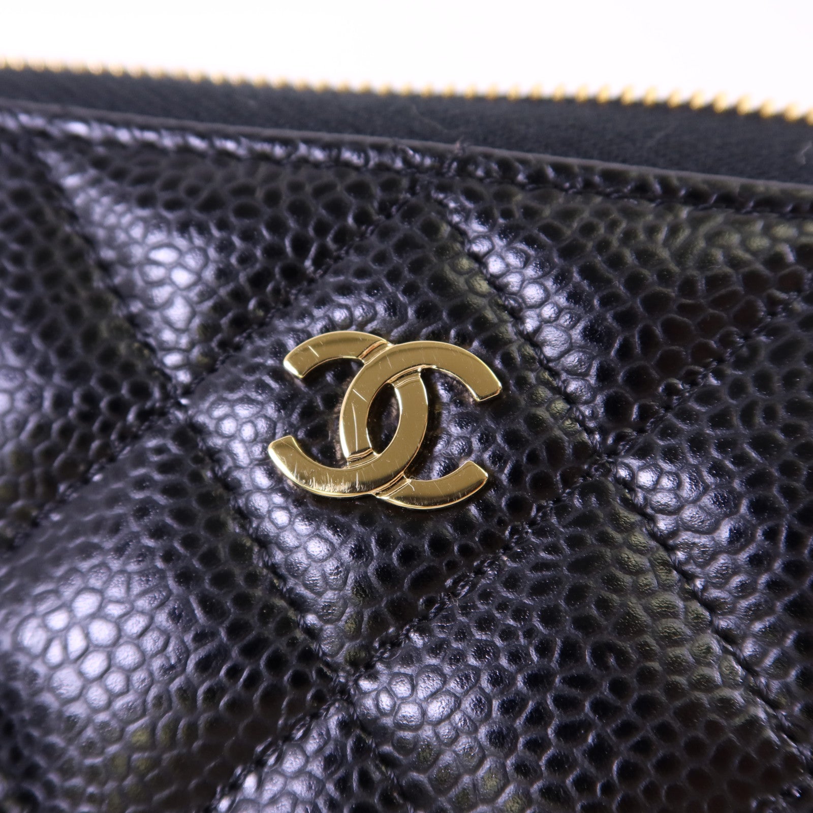 CHANEL 牛皮皮革Zipper Long Wallet金扣長錢包