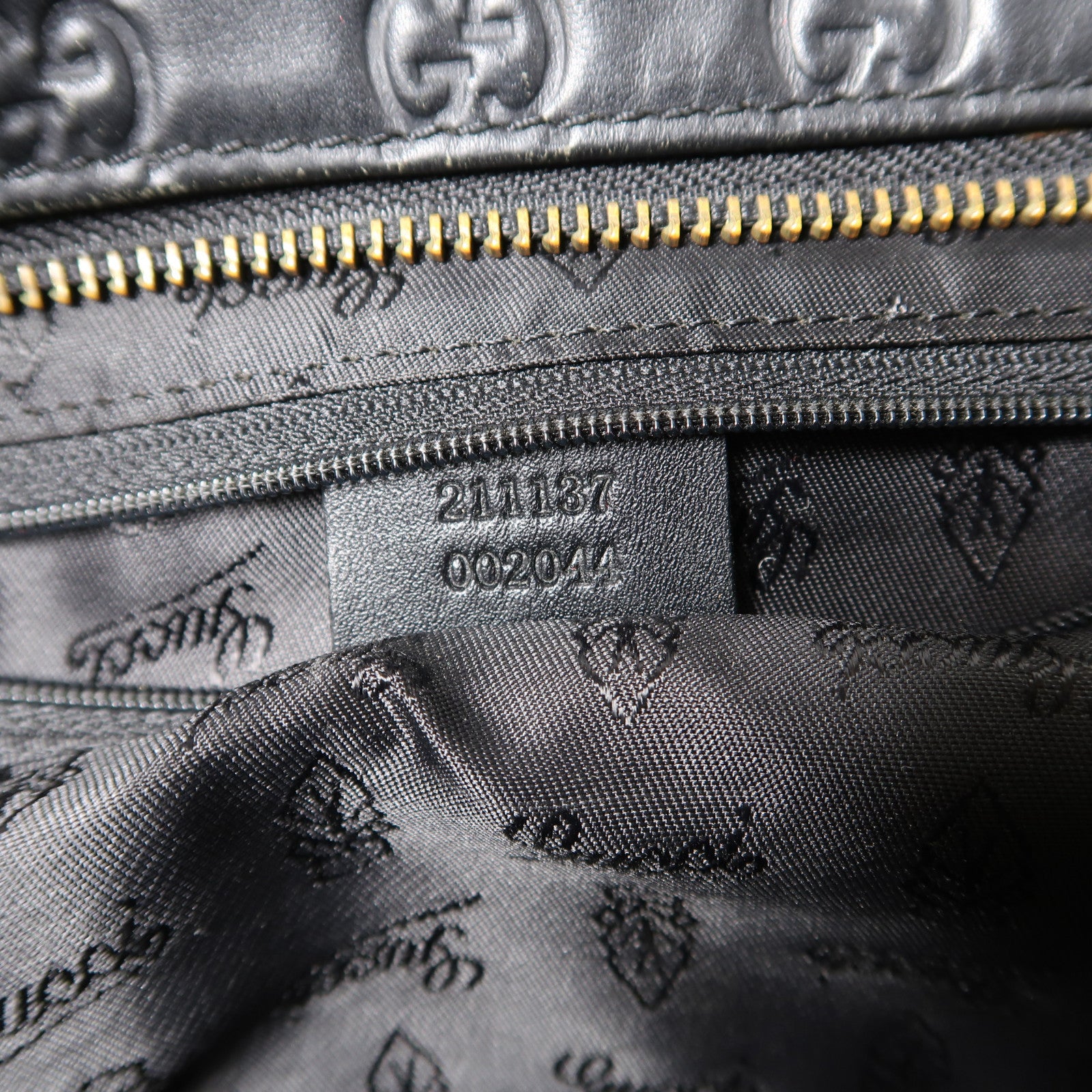 GUCCI 牛皮皮革Tote Bag銀扣肩背袋黑色