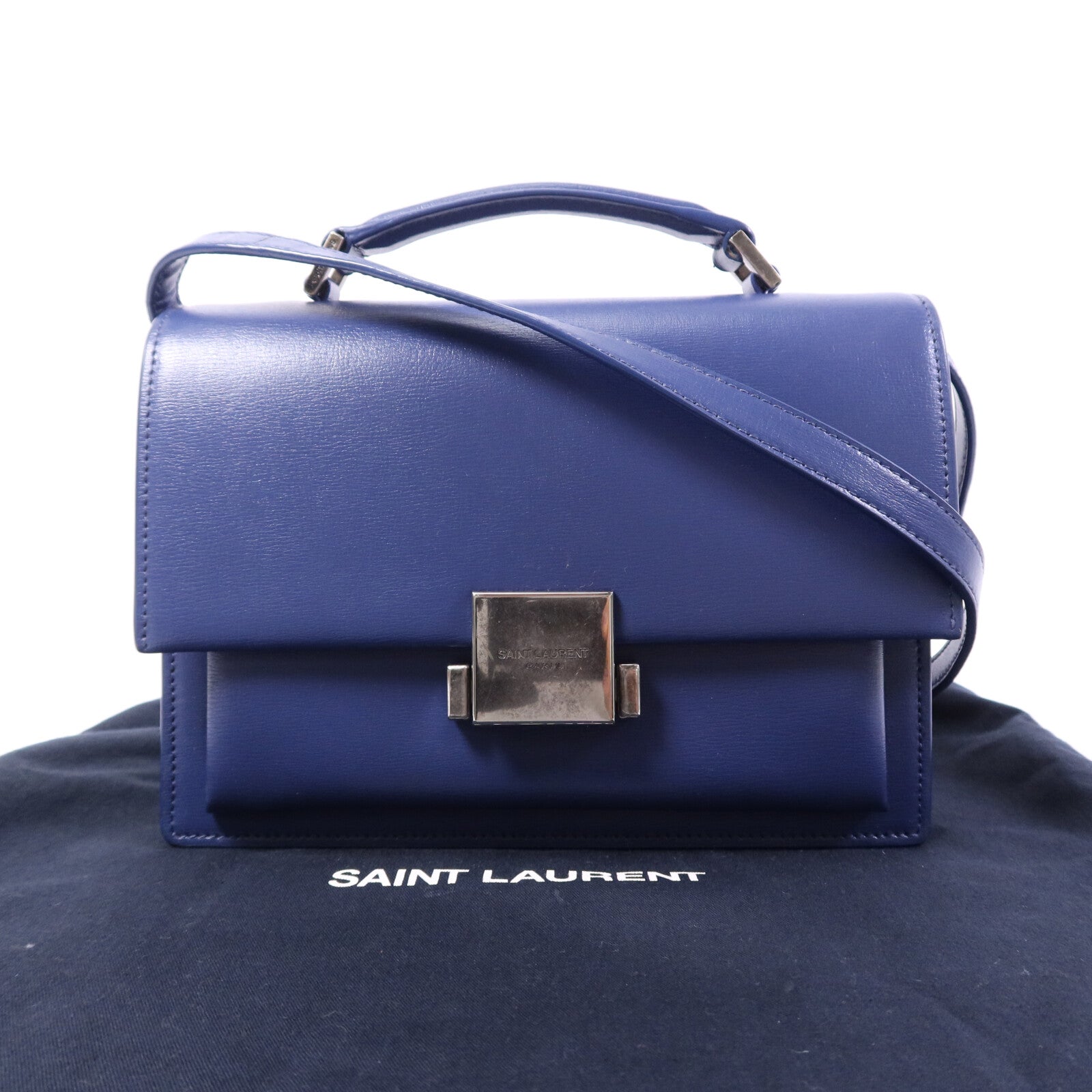 SAINT LAURENT 牛皮皮革Bellechasse銀扣肩背袋
