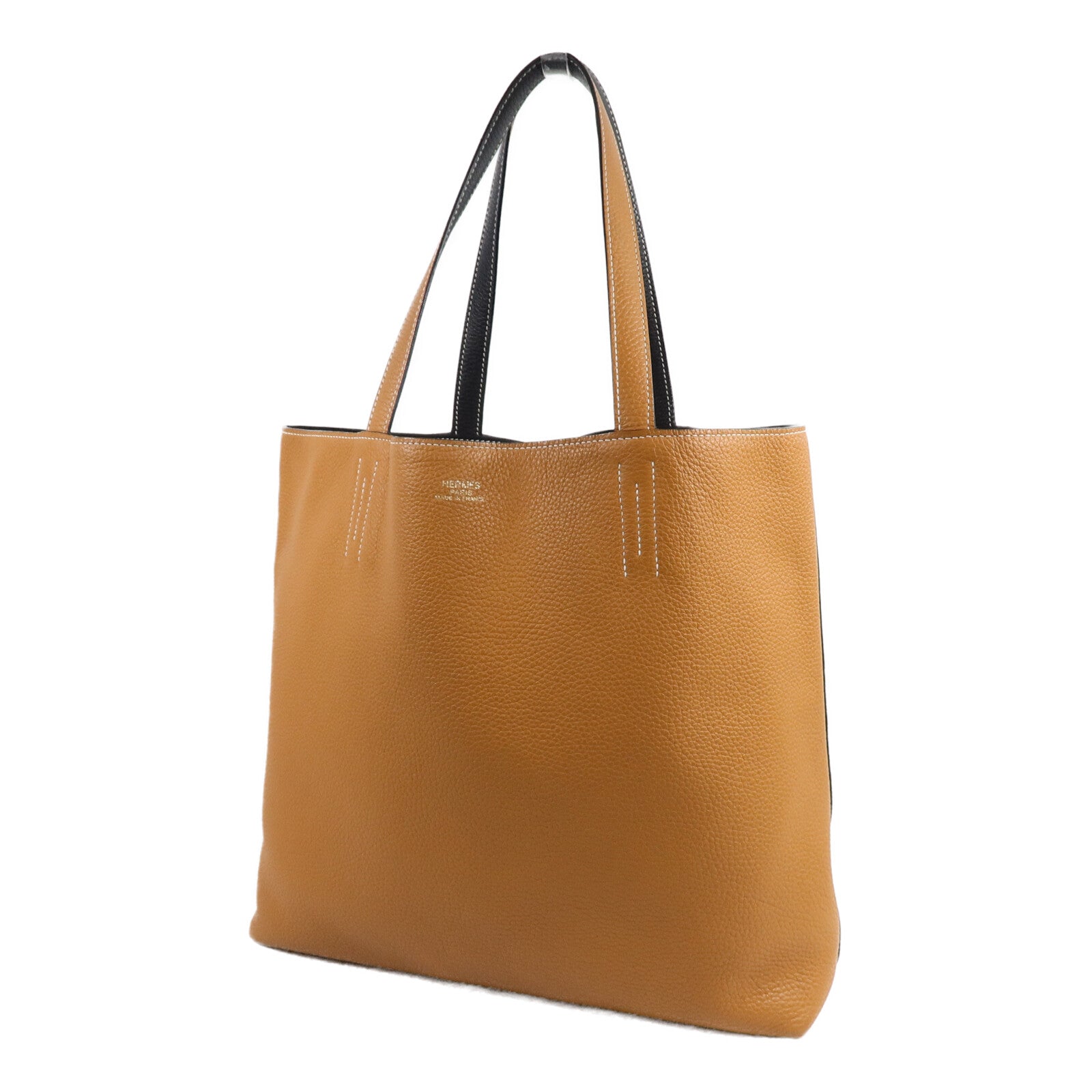 HERMES Clemence皮革Double Sens 35肩背袋Gold/Noir