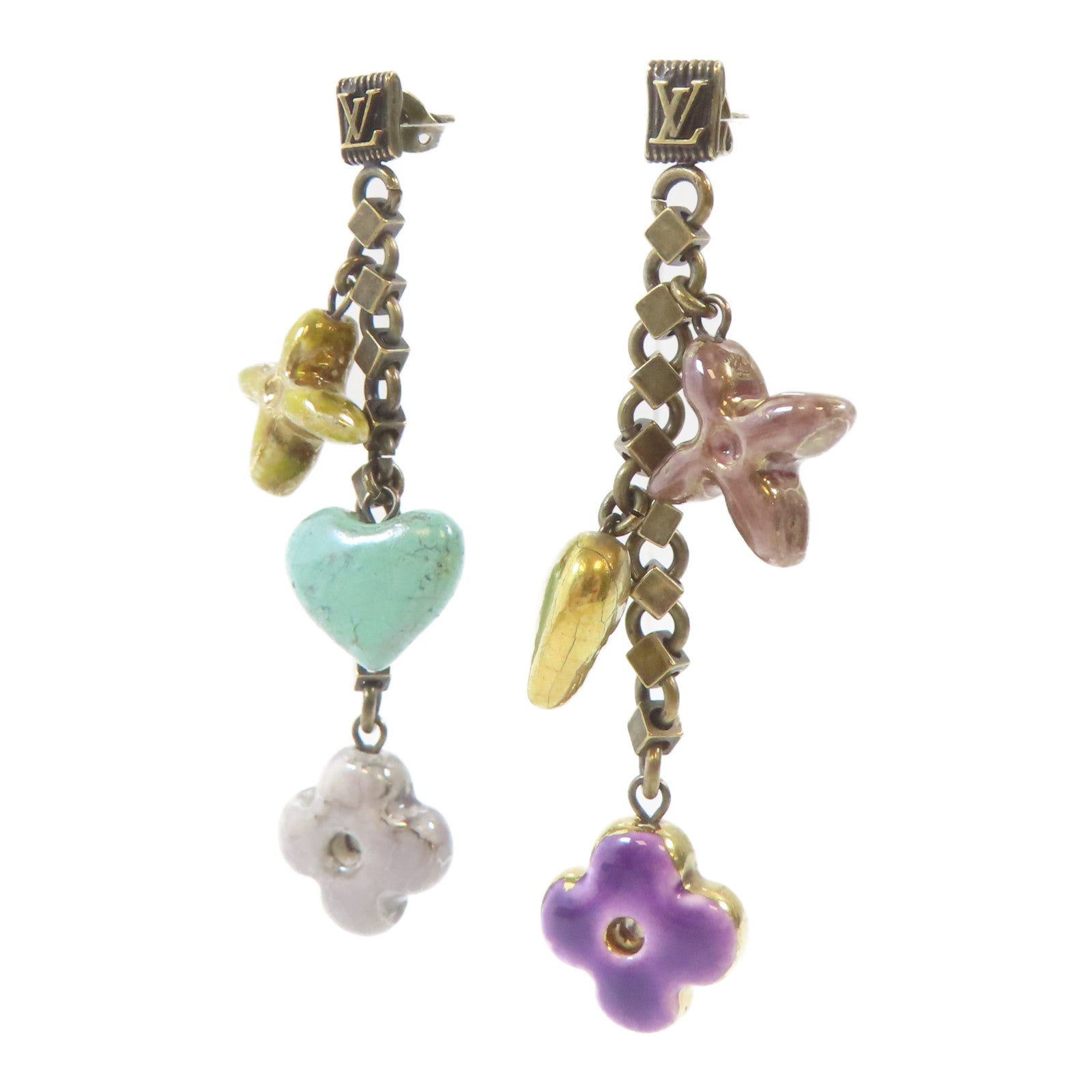 LOUIS VUITTON 【激減優惠】金屬Burkle Dray Charm Baroque Earrings耳環銅色/黃色/紫色/金色