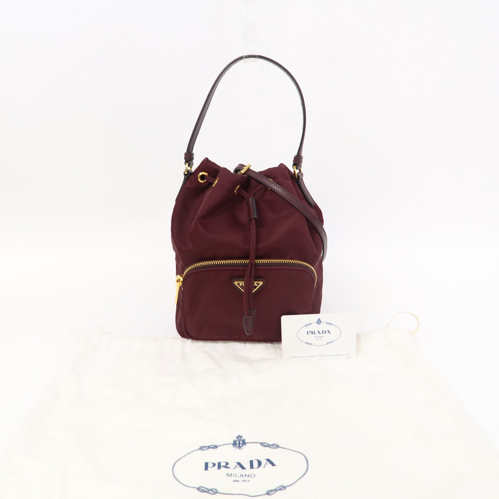 PRADA 尼龍Hand Bag金扣手挽肩背兩用袋紅色