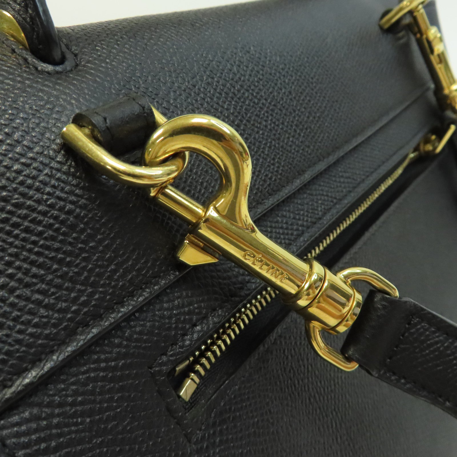 CELINE 牛皮皮革Belt Bag金扣手挽肩背兩用袋黑色
