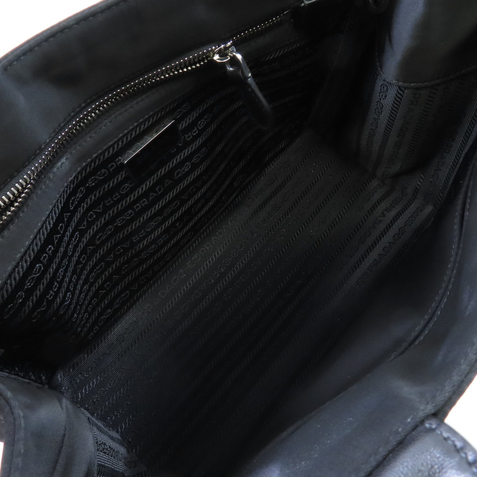 PRADA 尼龍Nero Tessuto 2Way Shoulder Bag銀扣手挽肩背兩用袋黑色