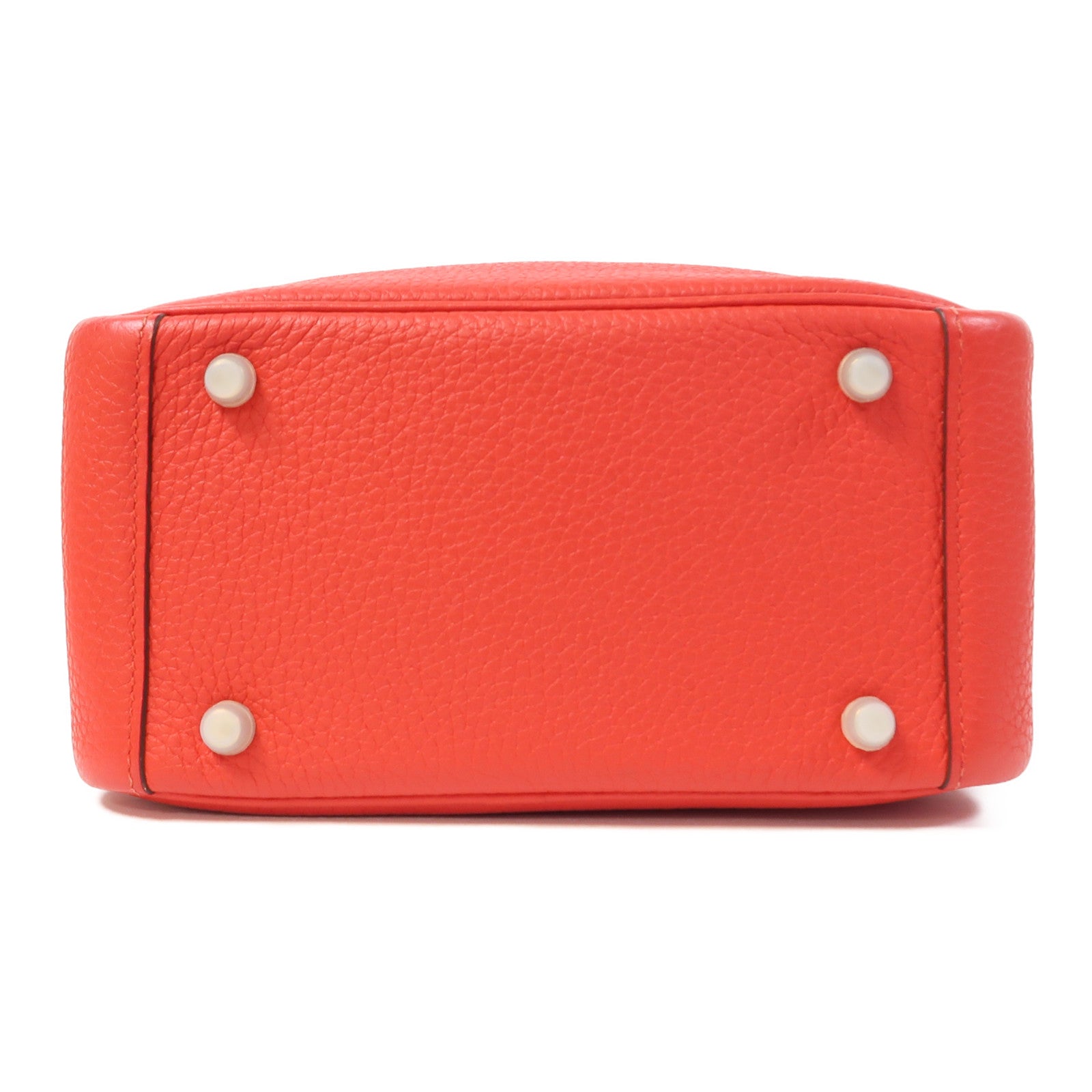 HERMES Clemence皮革Mini Lindy金扣手挽肩背兩用袋桃心紅色