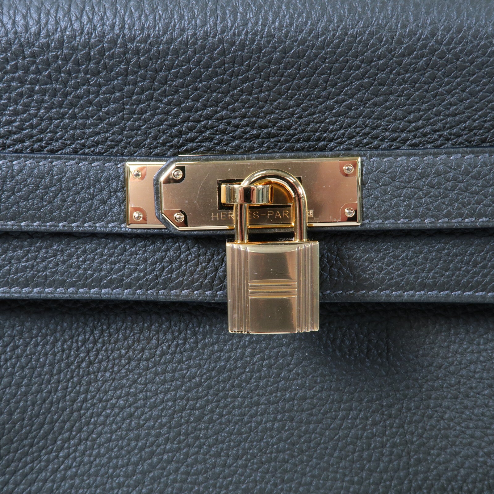 HERMES Clemence皮革Kelly 35手挽肩背兩用袋Vert Olive