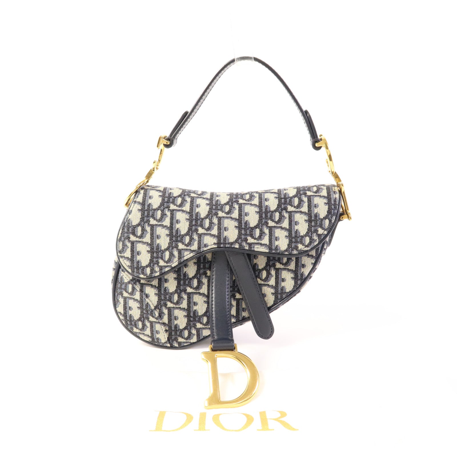 Dior 帆布Mini Saddle金扣手挽袋