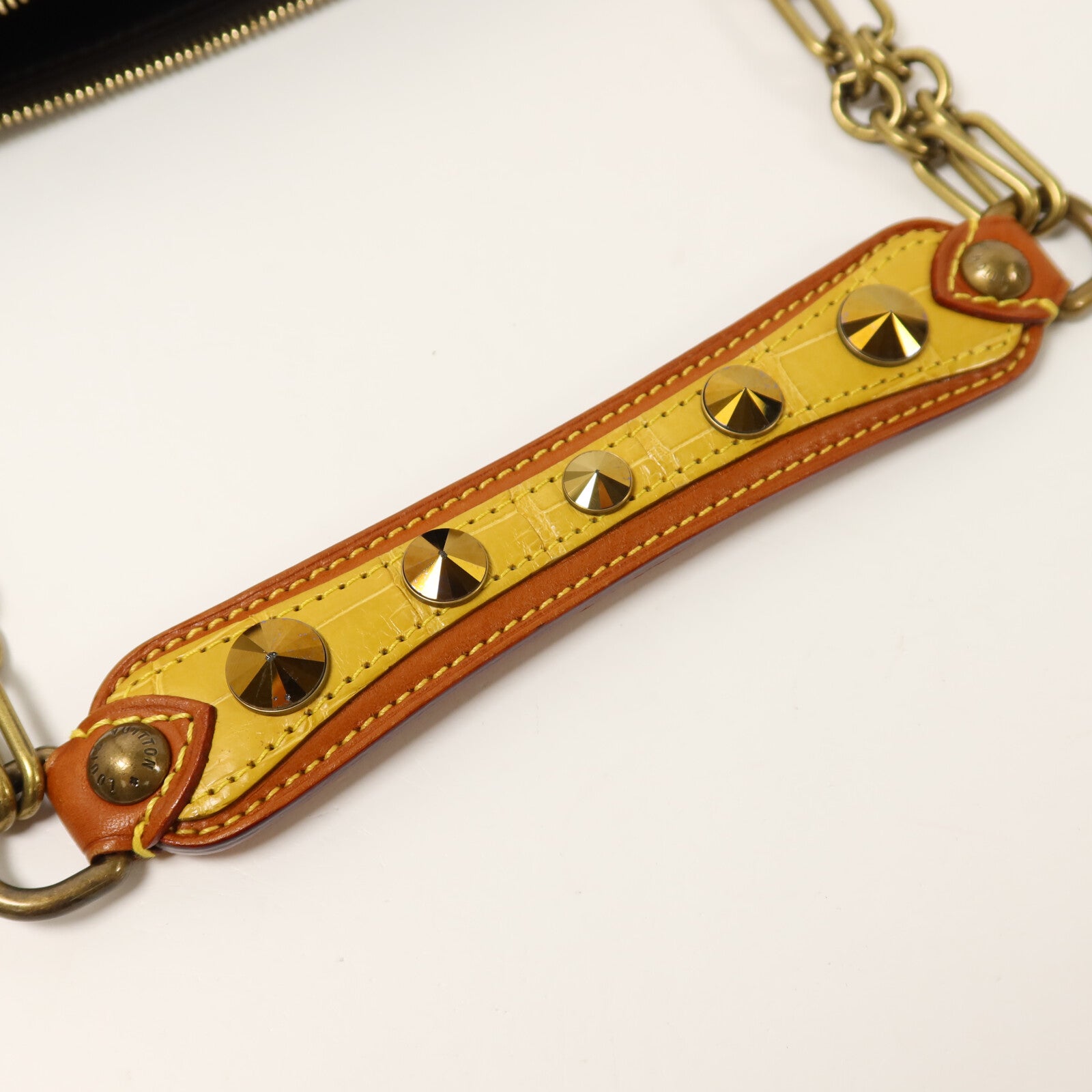 LOUIS VUITTON 牛皮皮革/絨布/鱷魚皮革L'oeil Pochette鏈帶肩背袋