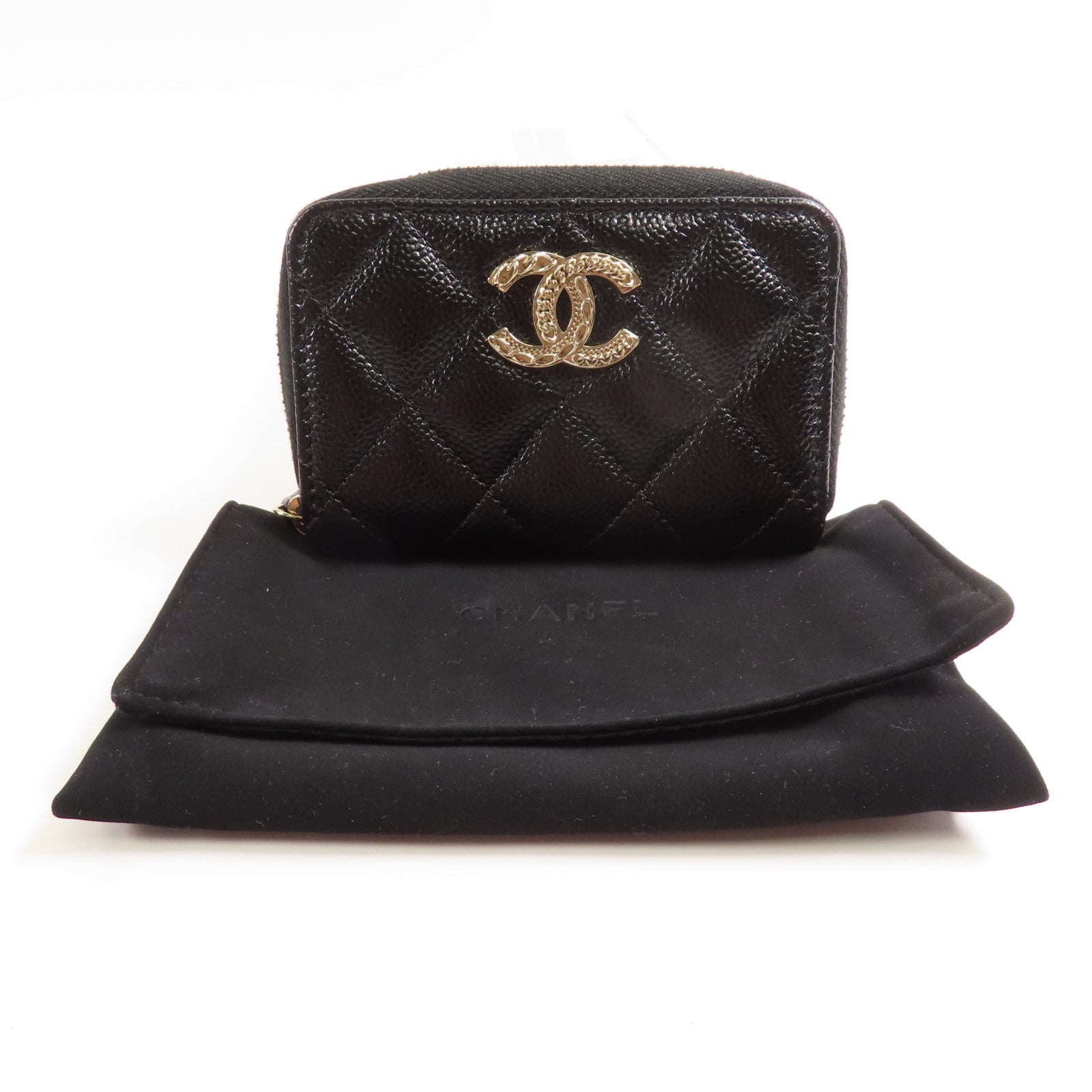 CHANEL 牛皮皮革Card/Coin Case金扣零錢包/卡片套