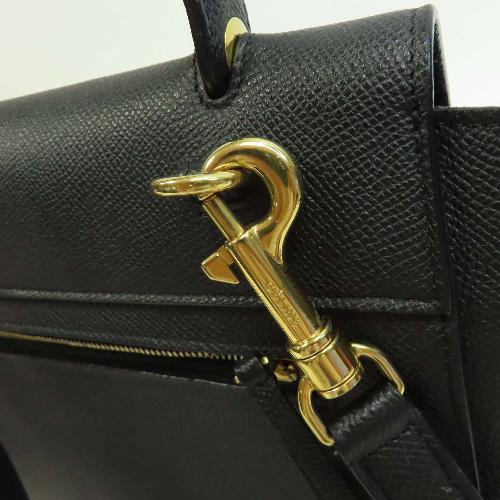 CELINE 牛皮皮革Belt Bag金扣手挽肩背兩用袋黑色
