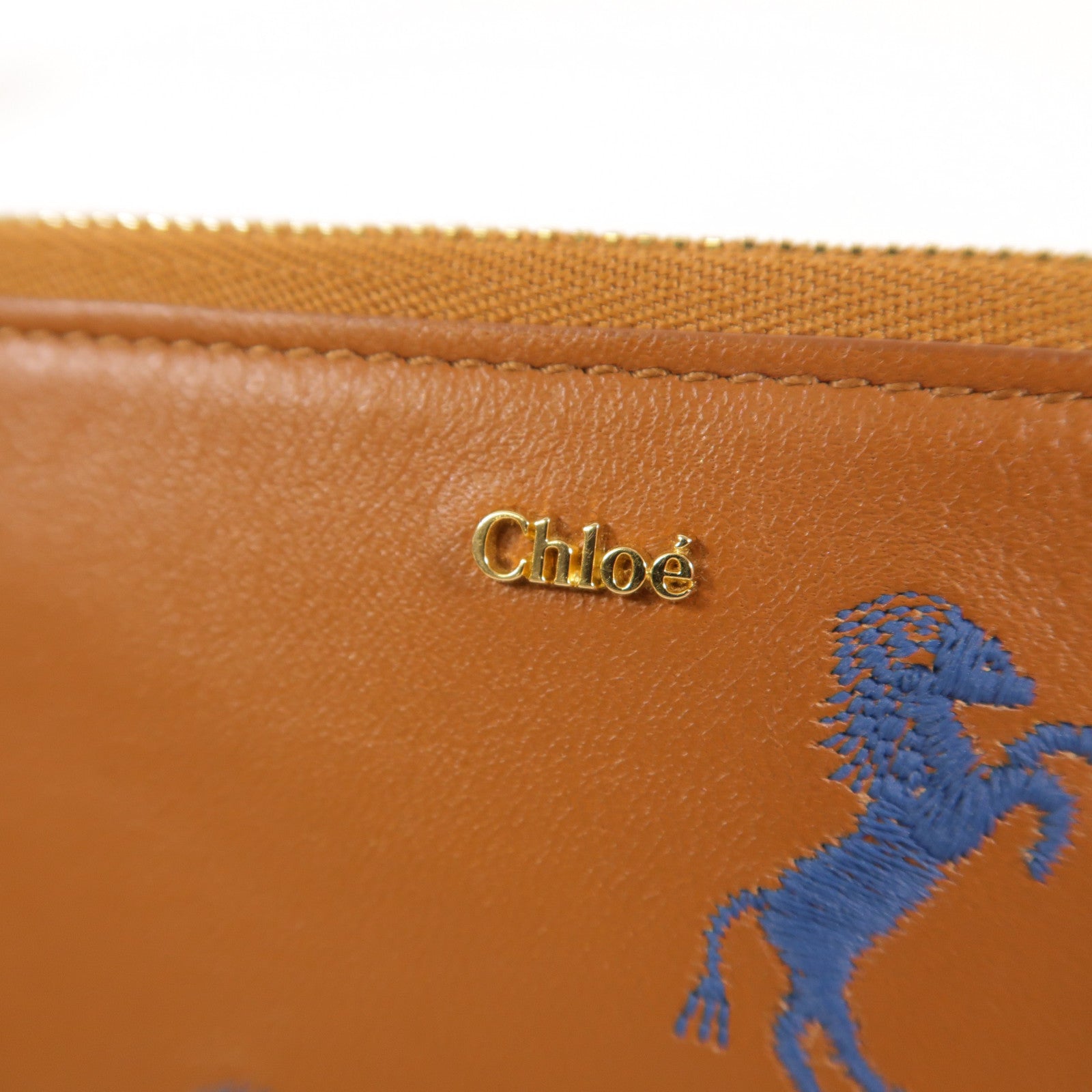 Chloe 牛皮皮革Pouch金扣長錢包