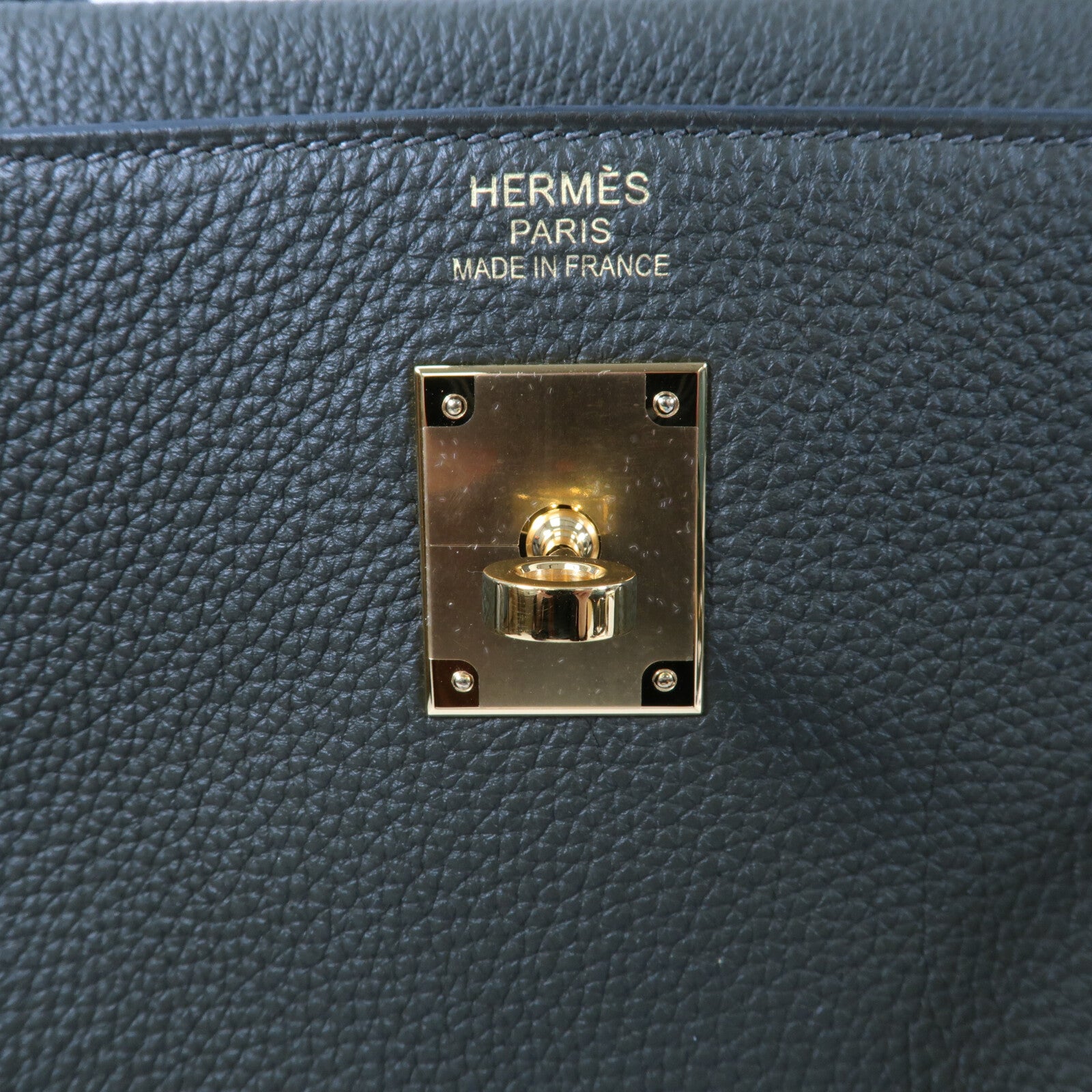 HERMES Clemence皮革Kelly 35手挽肩背兩用袋Vert Olive