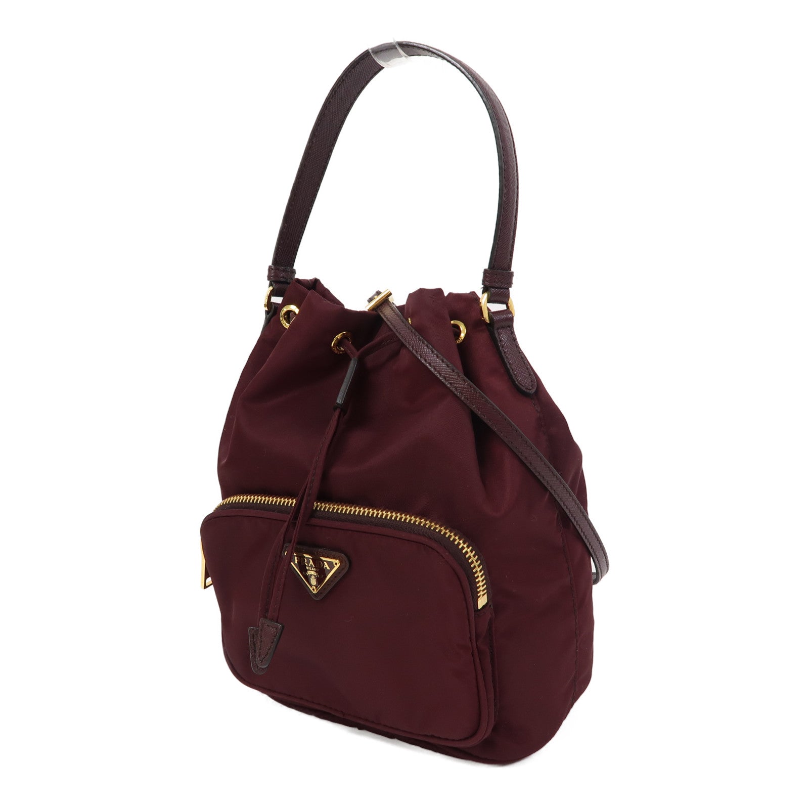 PRADA 尼龍Hand Bag金扣手挽肩背兩用袋紅色