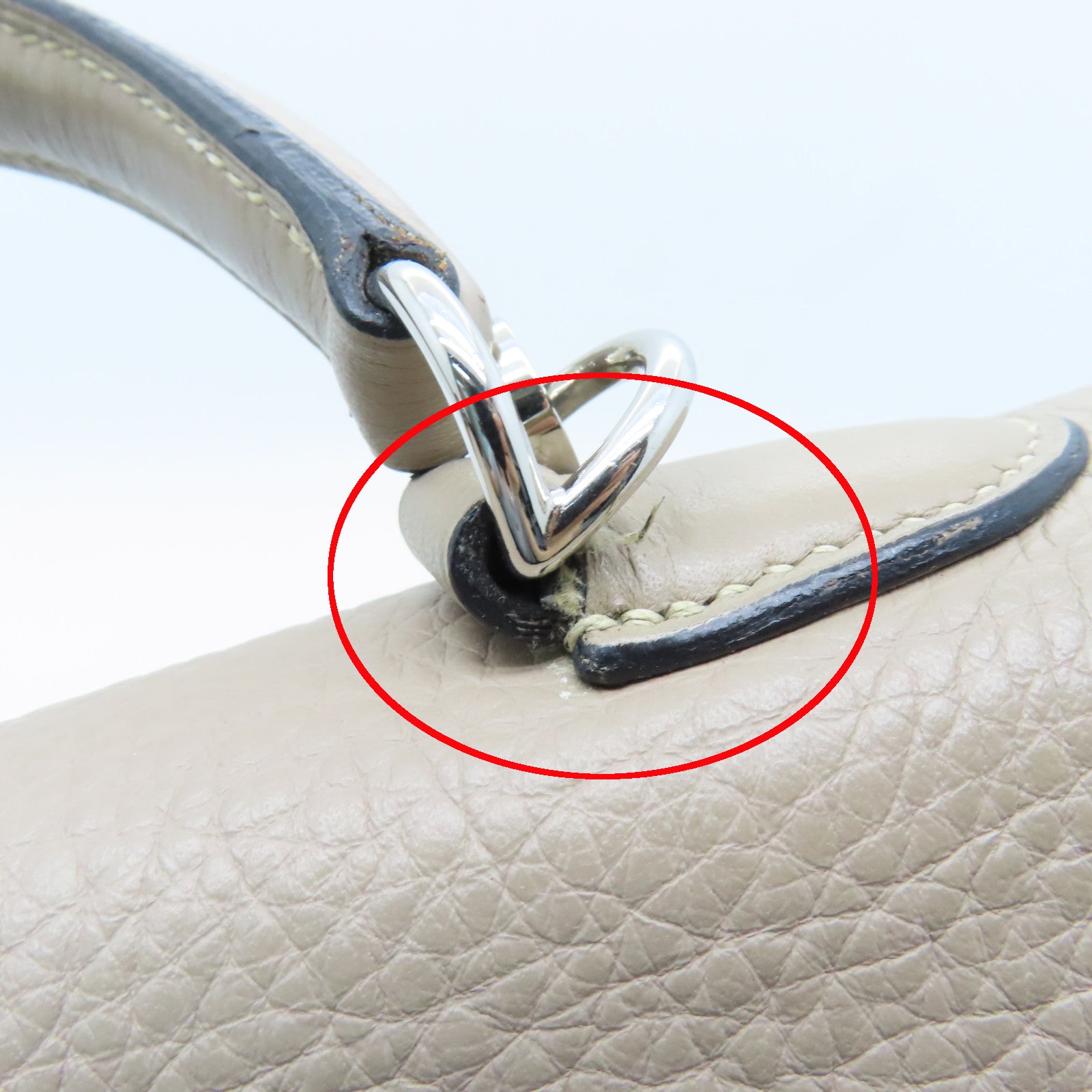 HERMES Togo皮革Kelly 35銀扣手挽袋米色