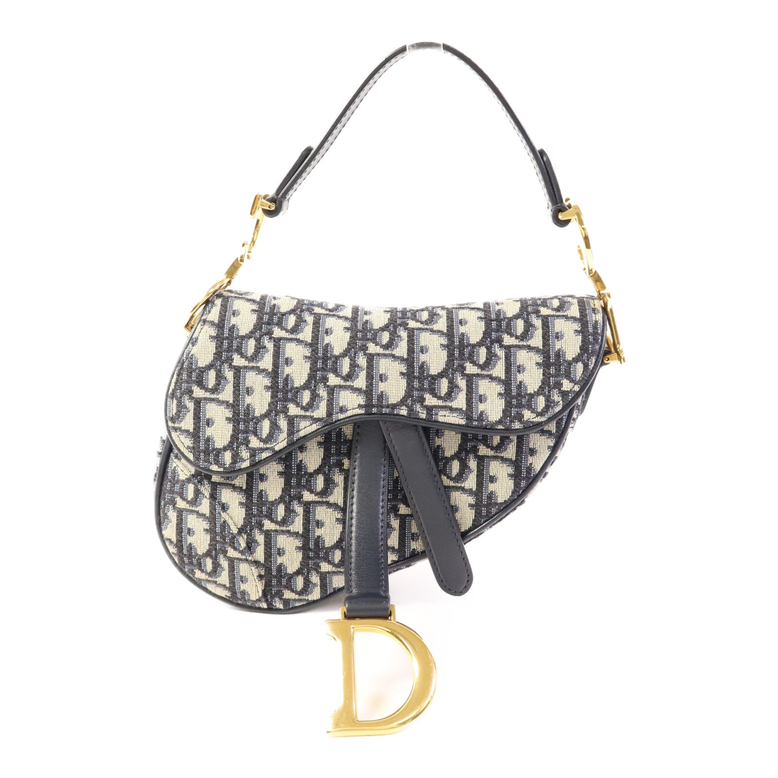 Dior 【激減優惠】帆布Mini Saddle金扣手挽袋