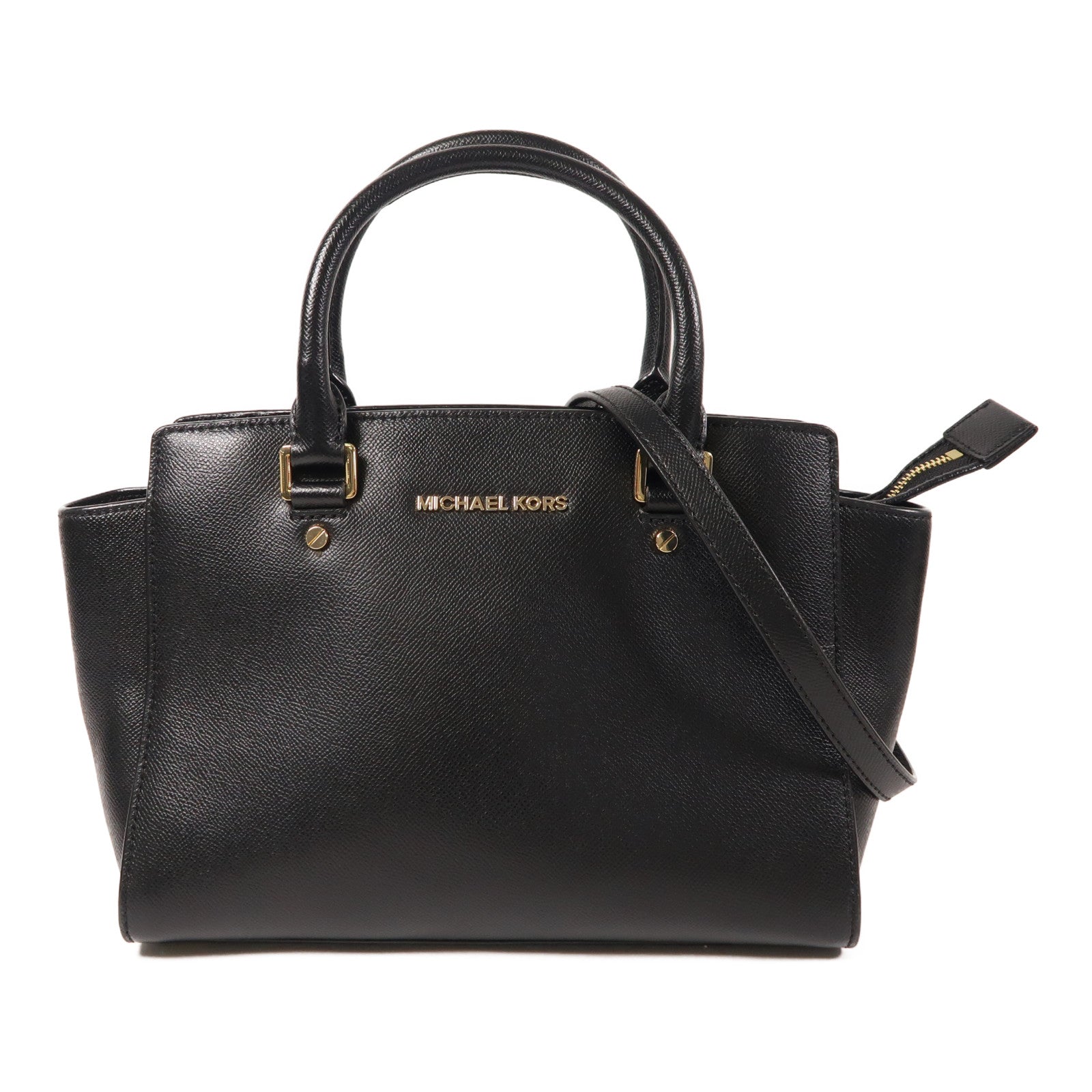 Michael Kors 牛皮皮革Shoulder Bag金扣手挽肩背兩用袋黑色
