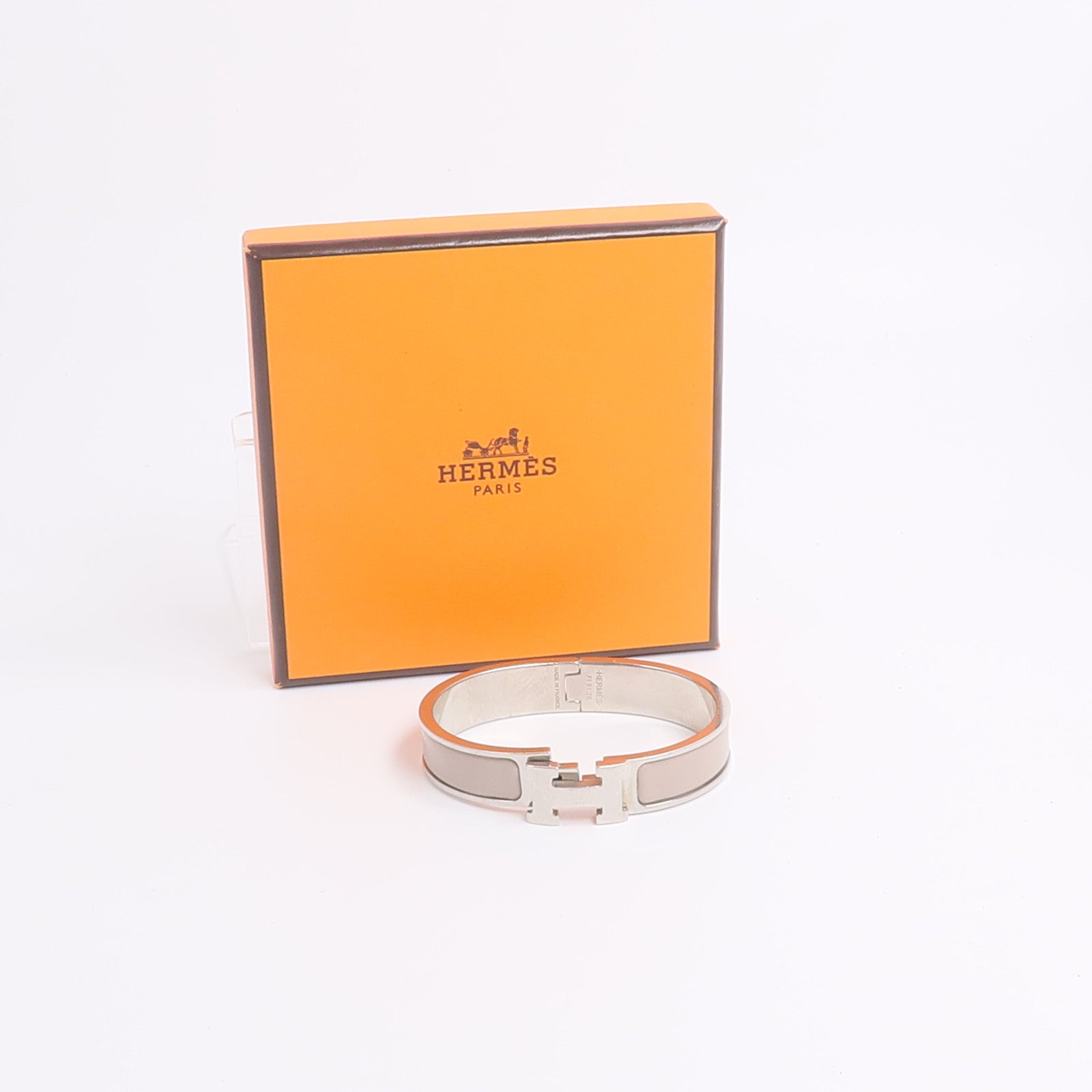 HERMES 金屬/琺瑯Clic H Bracelet手鐲Gris Etain Mat