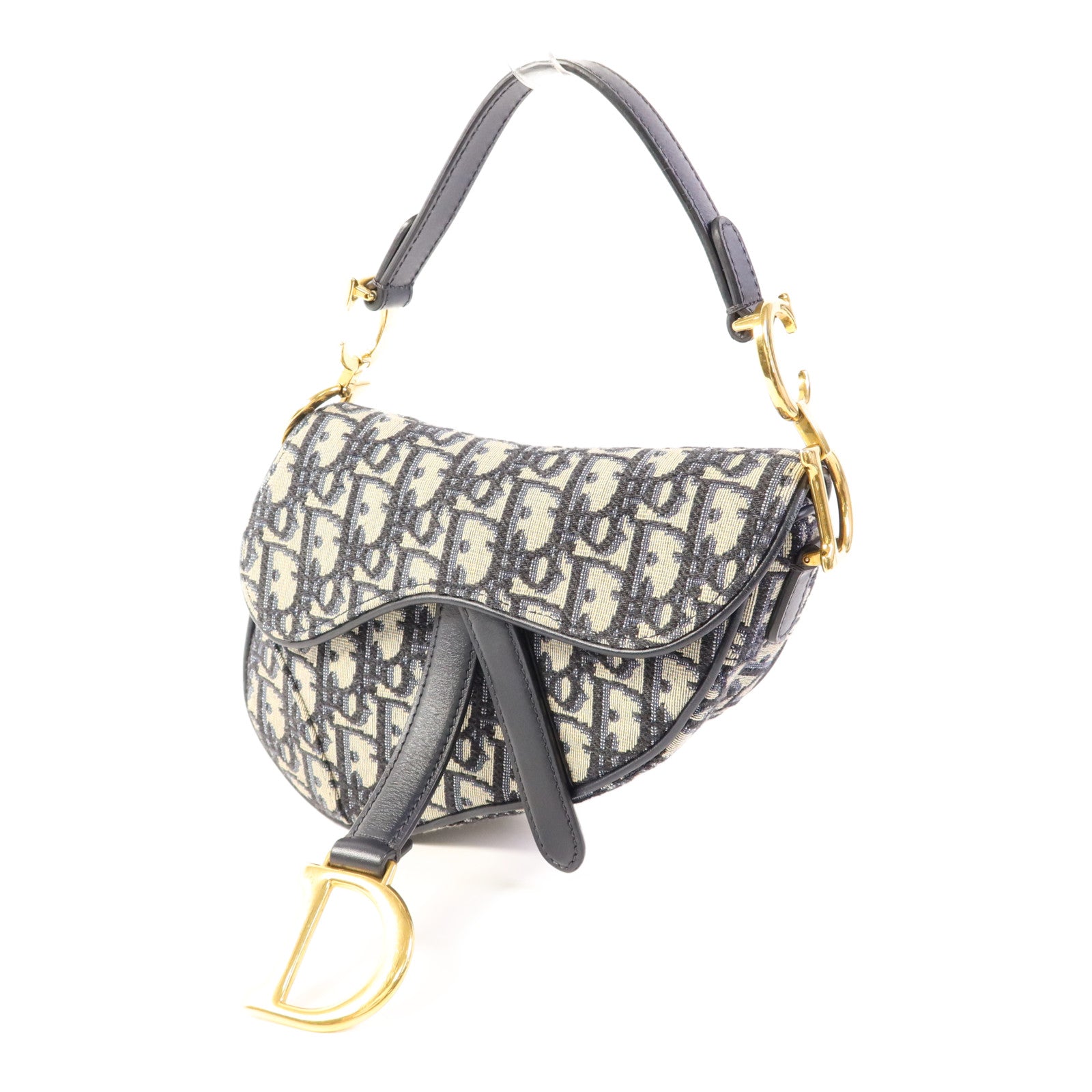 Dior 帆布Mini Saddle金扣手挽袋