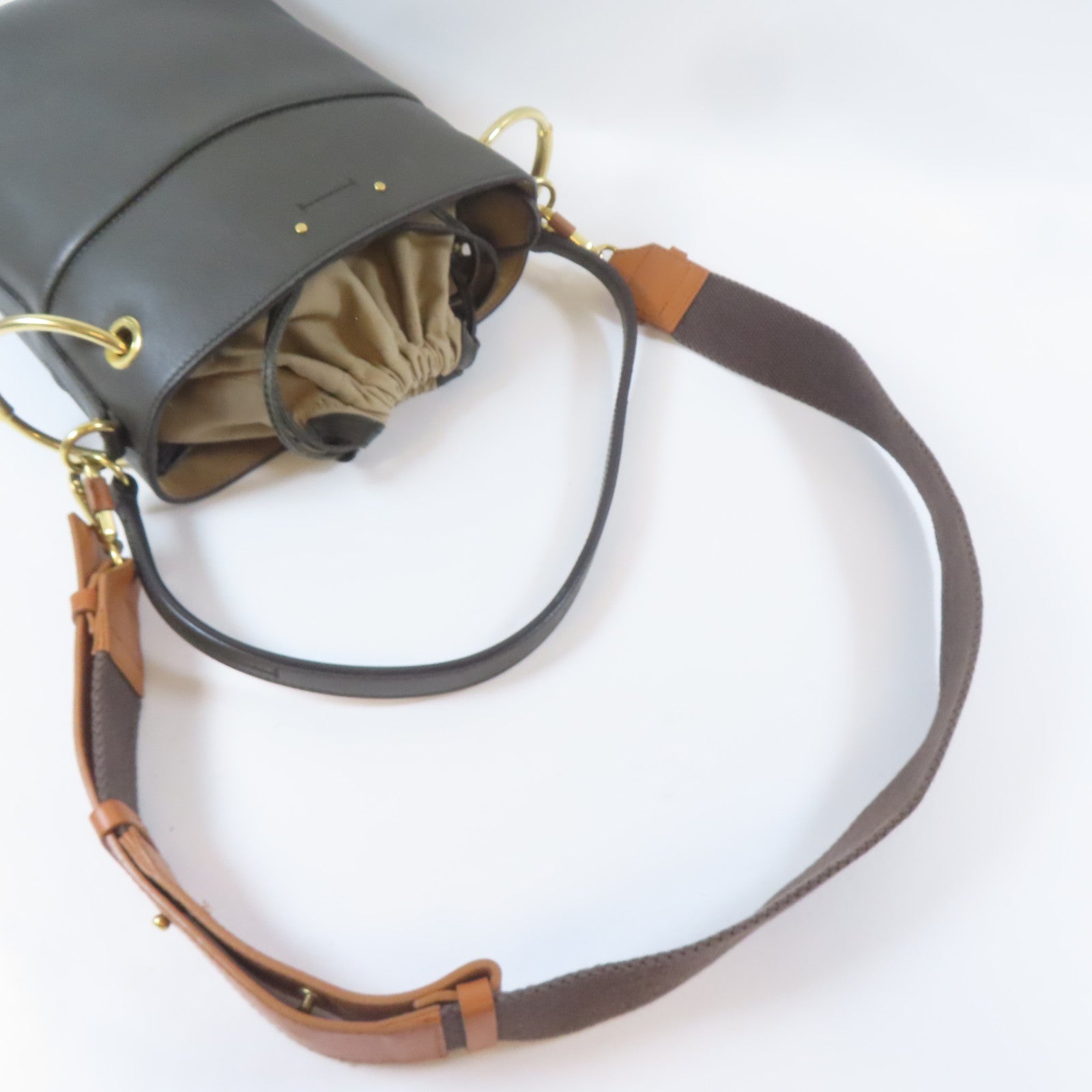 Chloe 牛皮皮革2way Shoulder Bag金扣手挽肩背兩用袋綠色