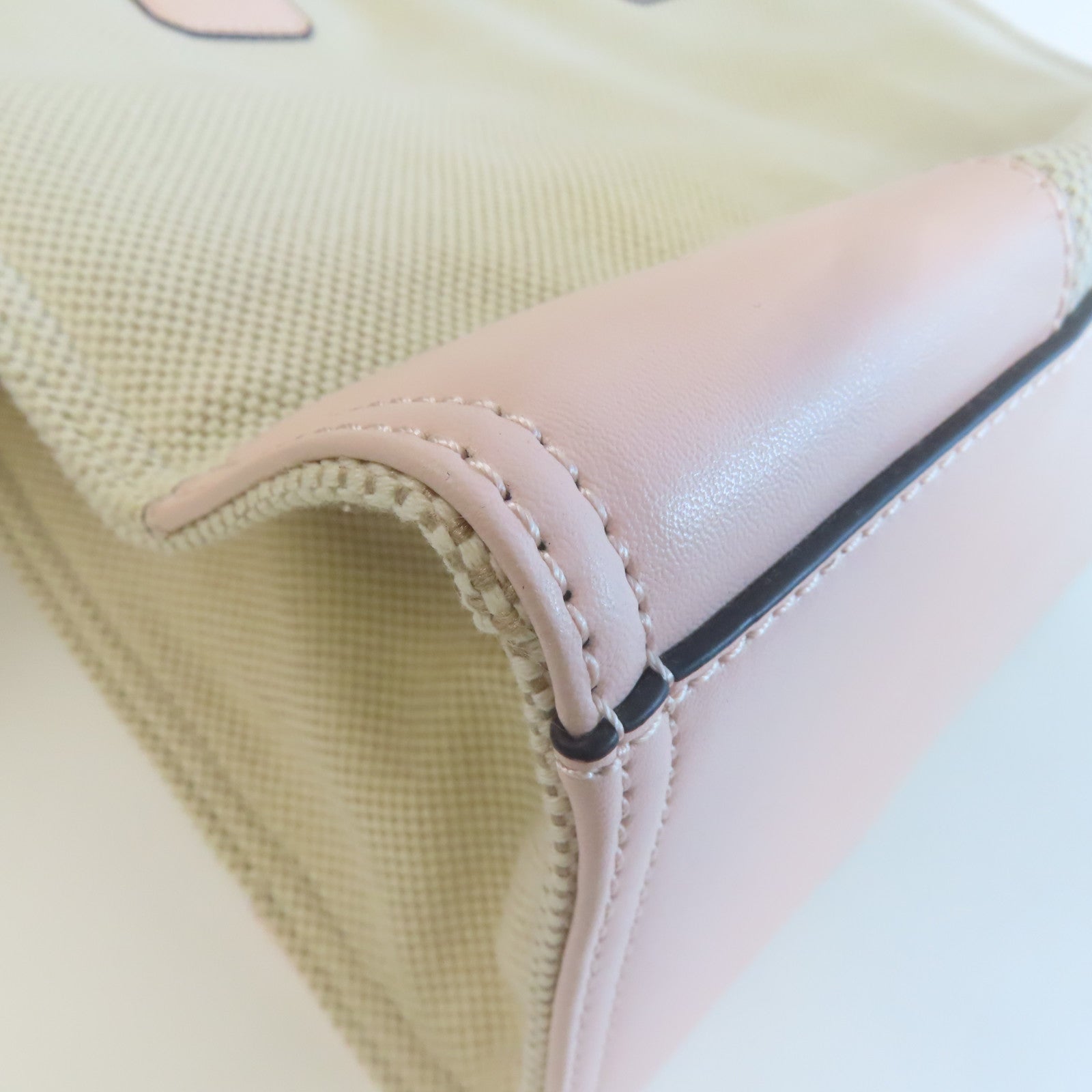 Tory Burch 【激減優惠】帆布Ella Tote Bag金扣手挽袋米色/粉紅色