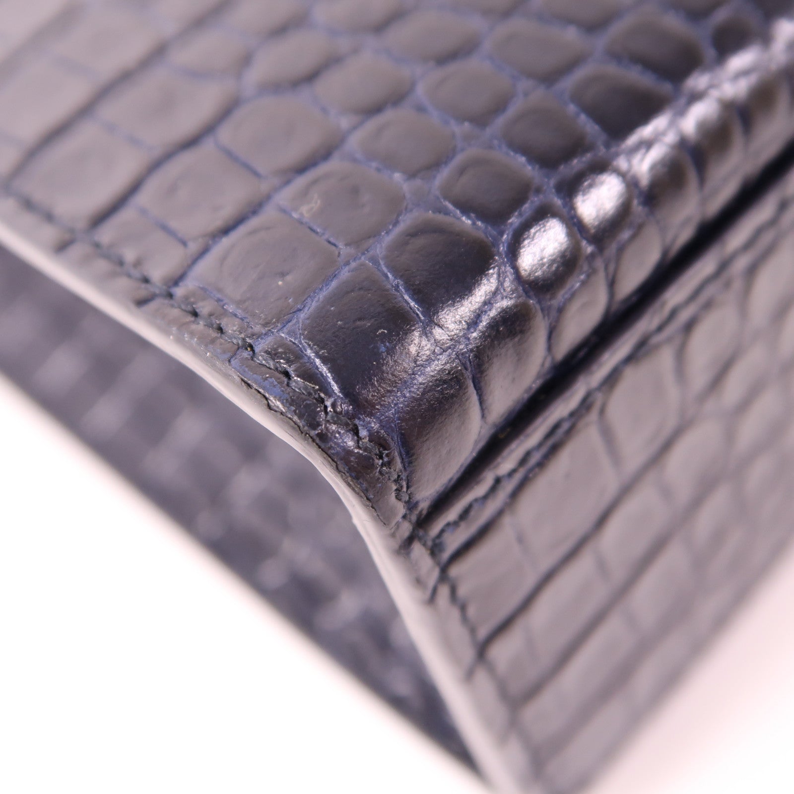 SAINT LAURENT 鱷魚皮革Shoulder Bag銀扣肩背袋