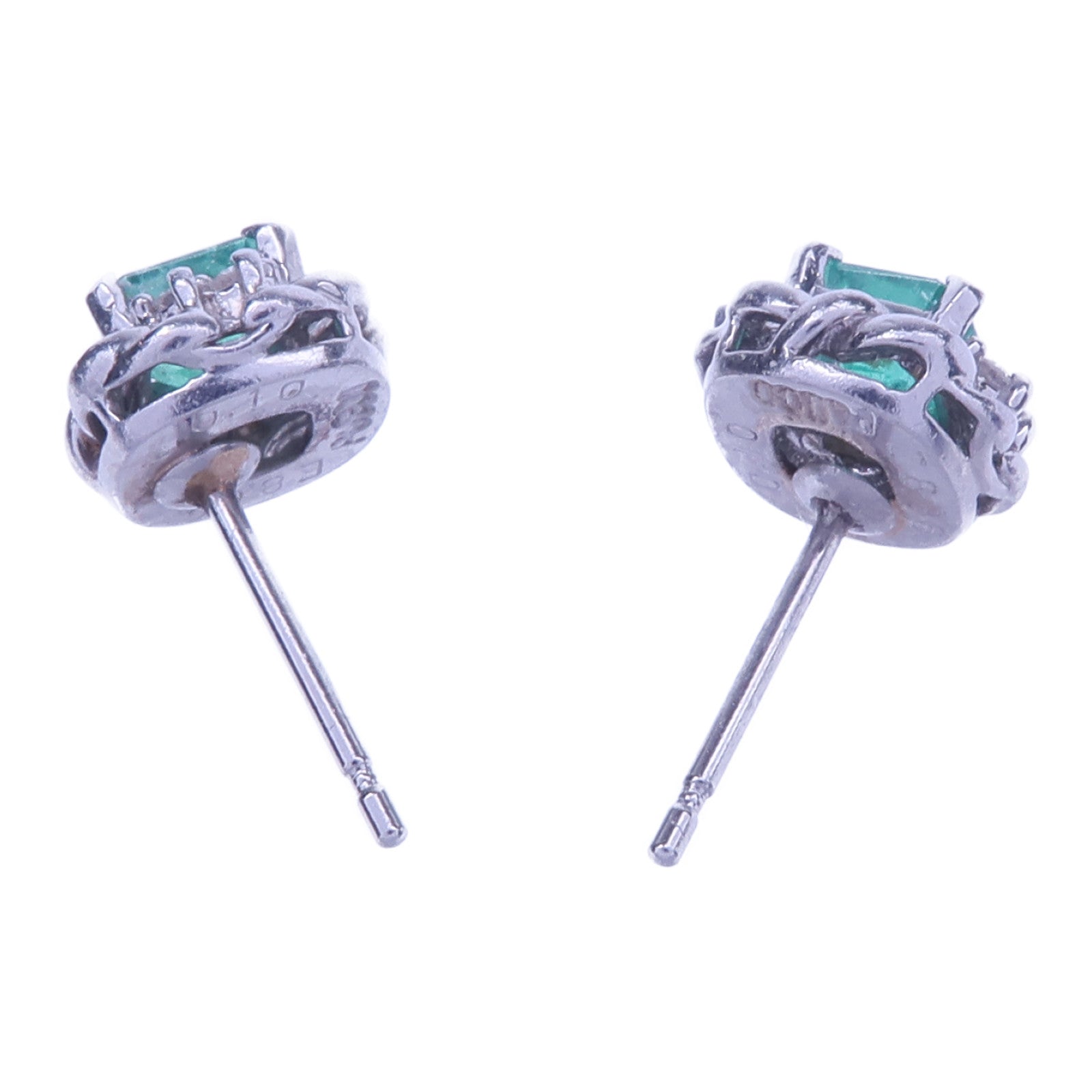 JEWELRY PT900鉑金Emerald Diamond Pierce綠寶石/鑽石耳環