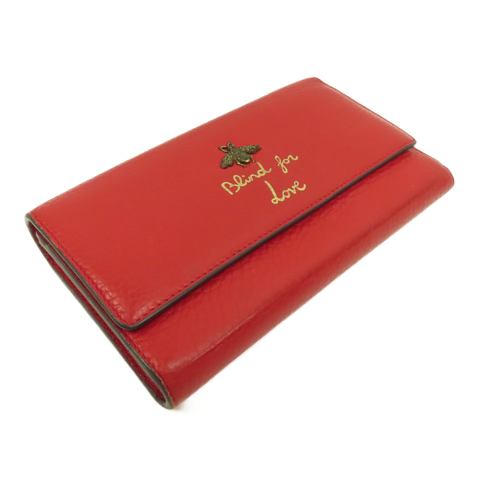 GUCCI 【激減優惠】牛皮皮革Long Wallet金扣長錢包紅色