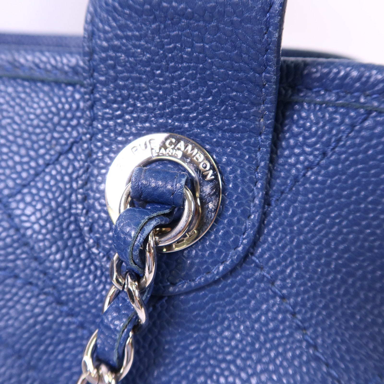 CHANEL 牛皮皮革Chain Shoulder Bag銀扣鏈帶手挽肩背兩用袋