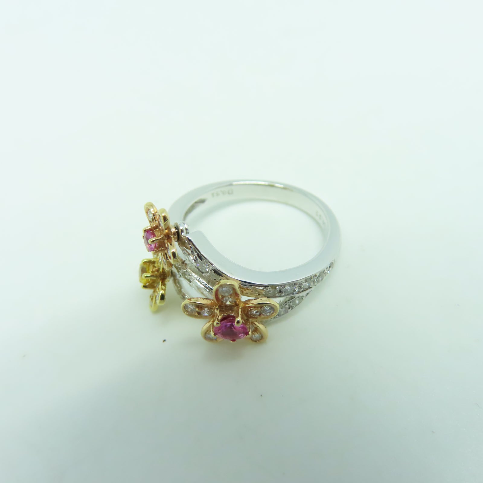 JEWELRY 【激減優惠】18K白金Ring 0.33ct藍寶石/0.51ct鑽石戒指US#6.5