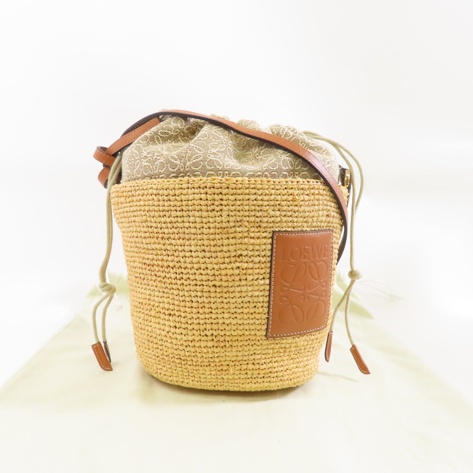 LOEWE 酒椰Shoulder Bag金扣肩背袋黃色/啡色