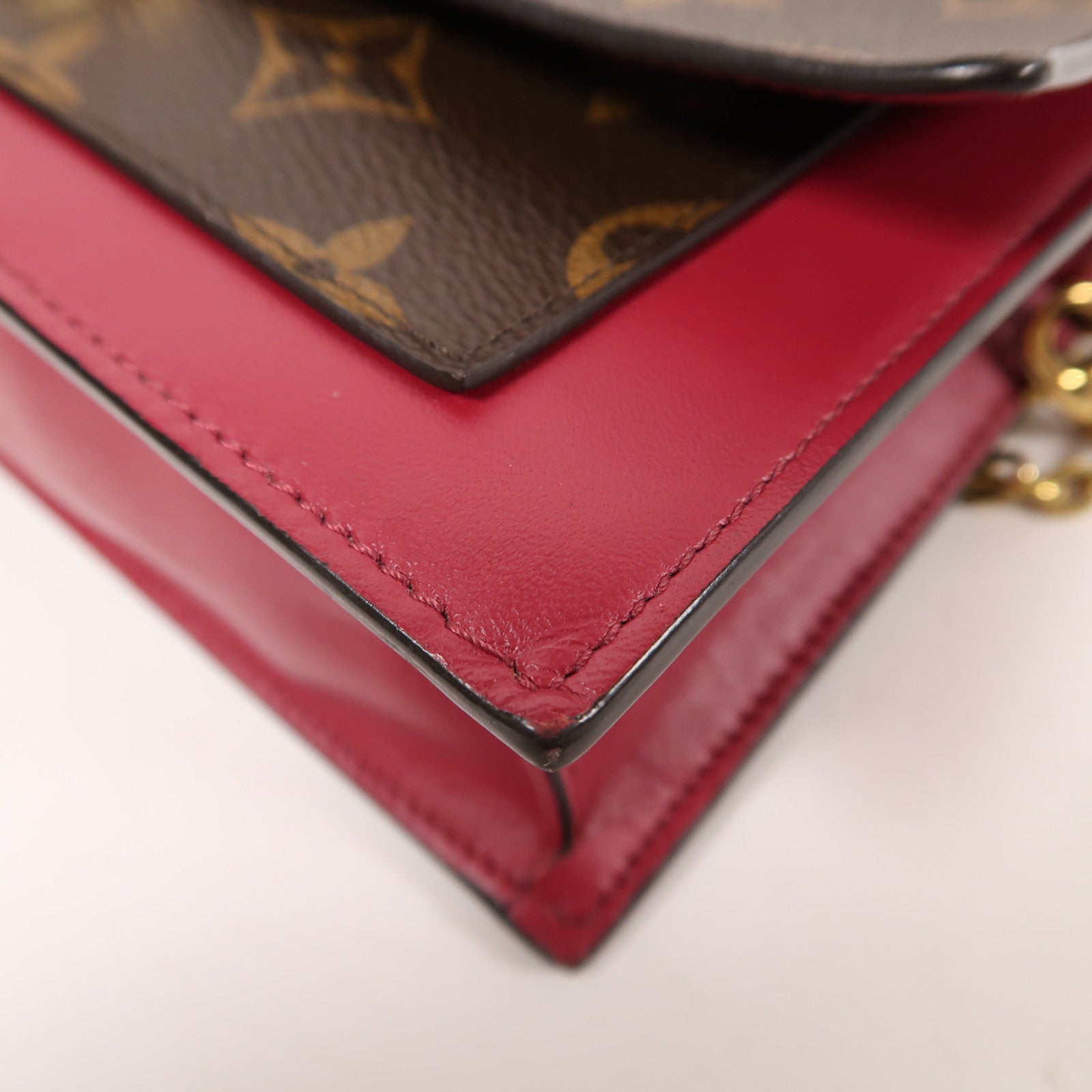 LOUIS VUITTON Monogram Portefeuille Flore金扣鏈帶肩背袋
