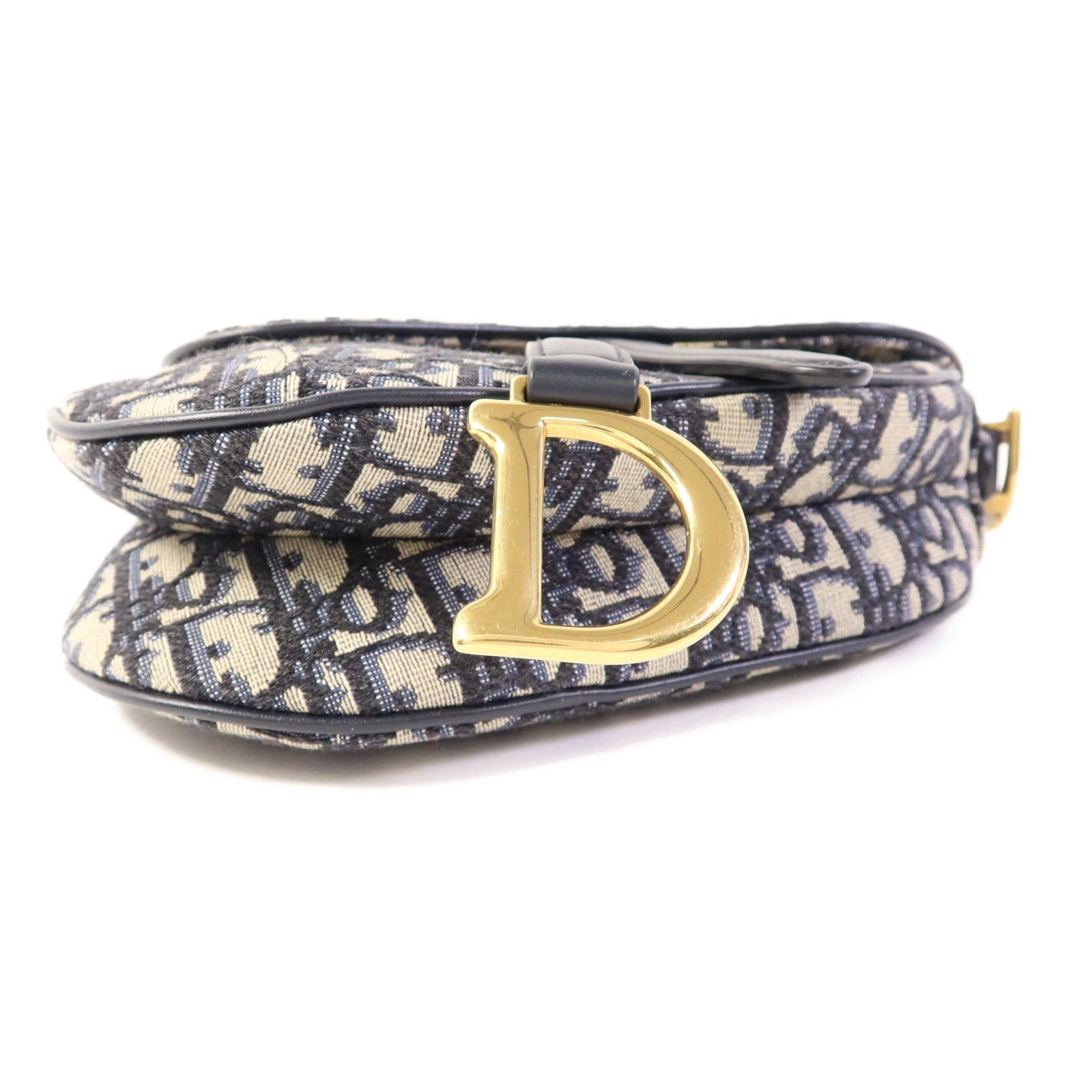 Dior 【激減優惠】帆布Mini Saddle金扣手挽袋