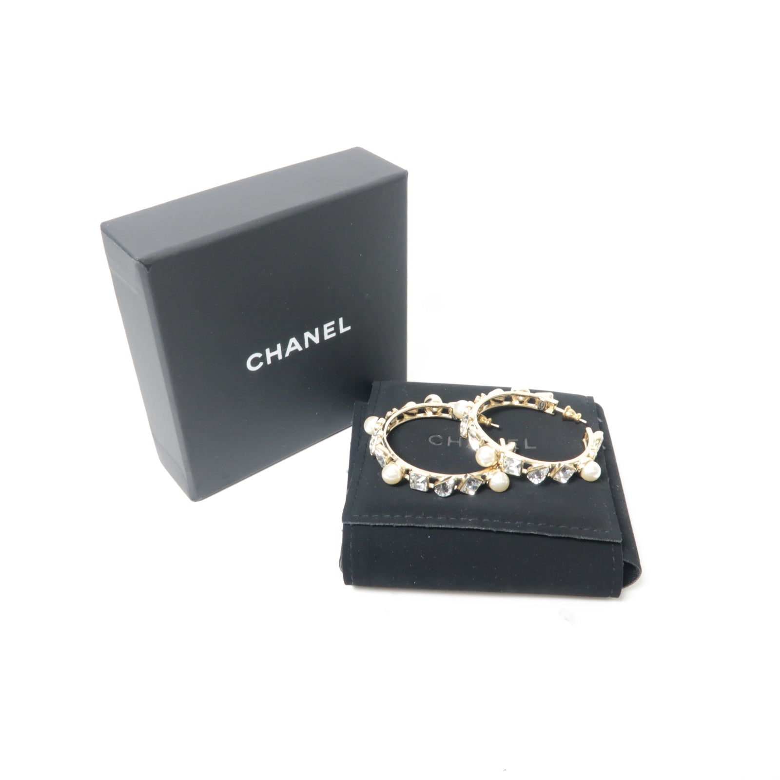 CHANEL 【激減優惠】PVC/金屬Earrings耳環白色/金色