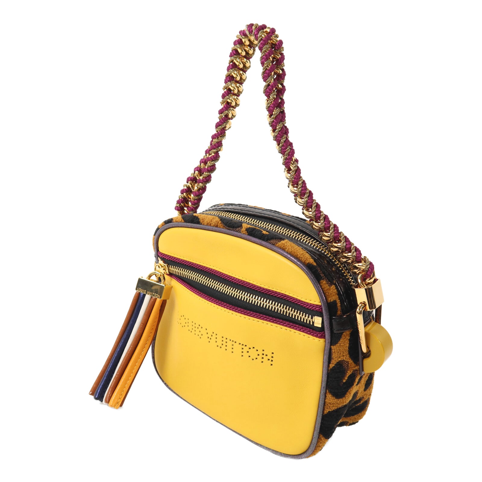 LOUIS VUITTON 牛皮皮革/Chenille Savane Flight鏈帶肩背袋