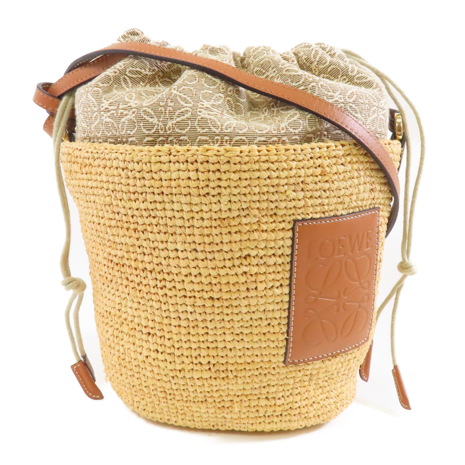 LOEWE 酒椰Shoulder Bag金扣肩背袋黃色/啡色