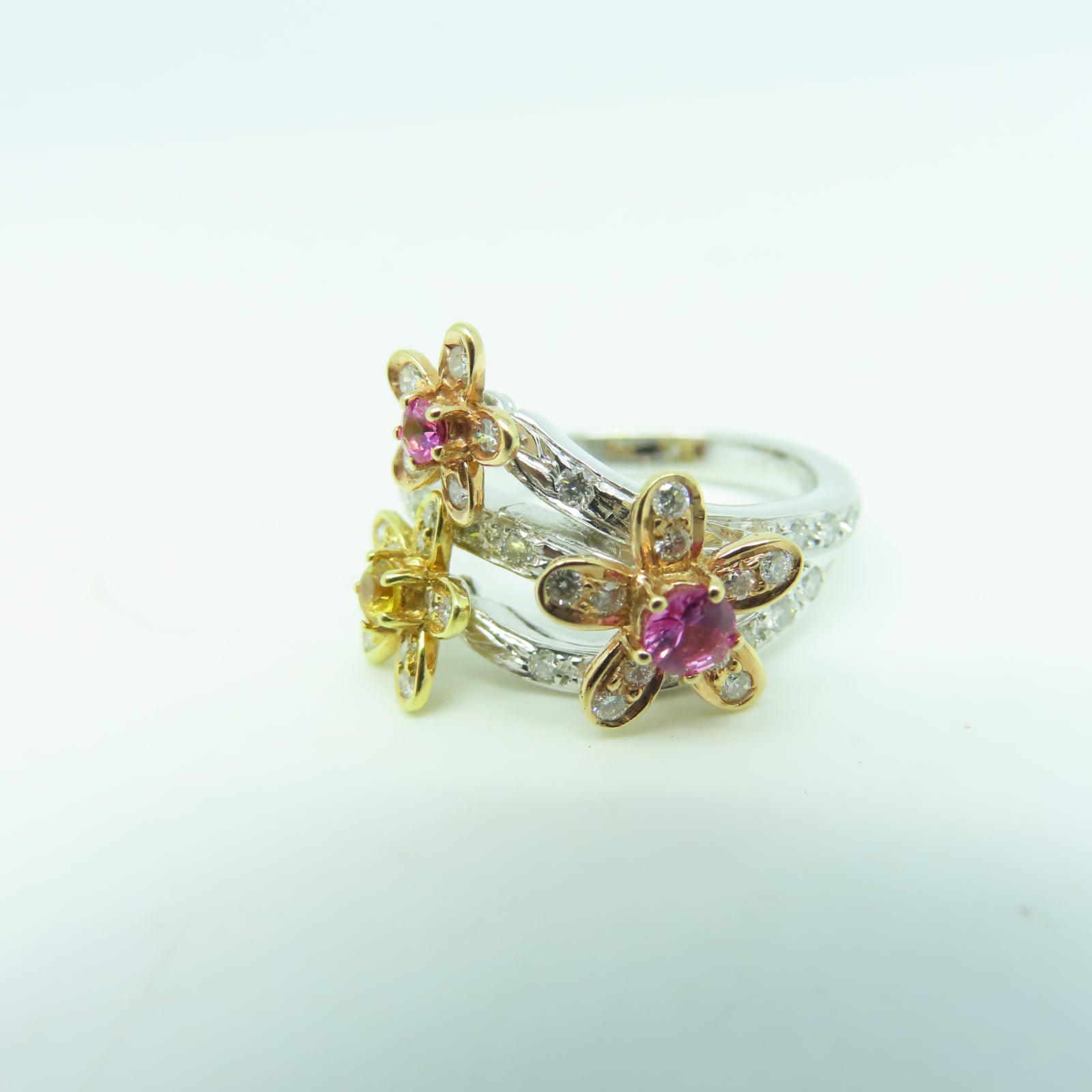 JEWELRY 【激減優惠】18K白金Ring 0.33ct藍寶石/0.51ct鑽石戒指US#6.5