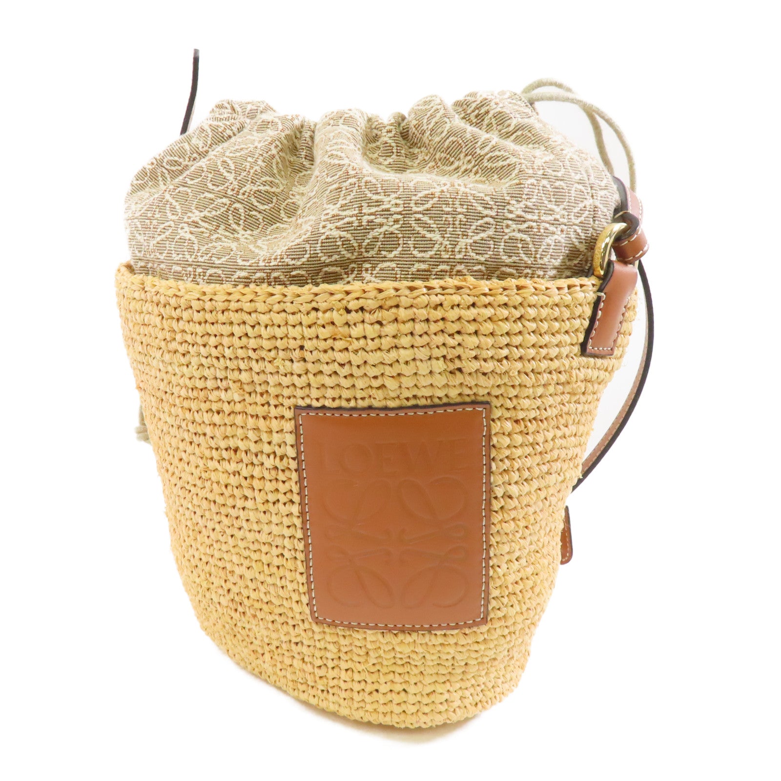 LOEWE 酒椰Shoulder Bag金扣肩背袋黃色/啡色