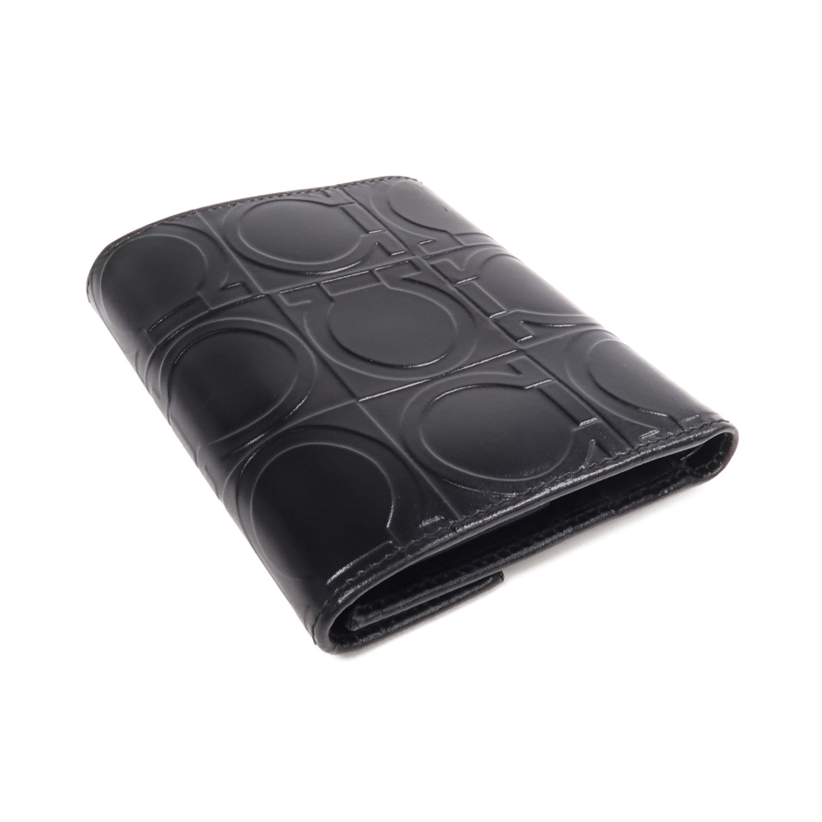 Salvatore Ferragamo 【激減優惠】牛皮皮革Fold Wallet銀扣錢包