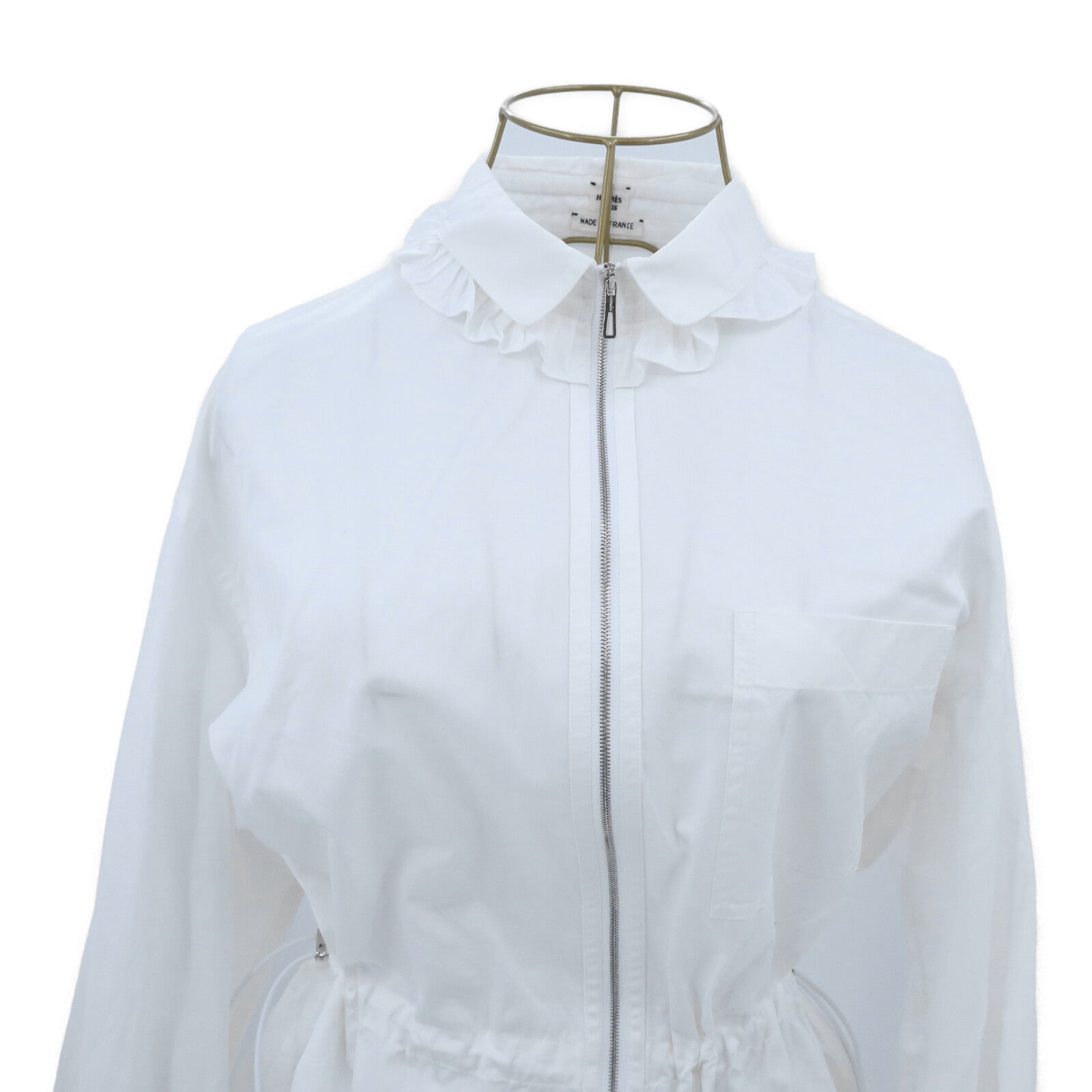 HERMES Cotton Pleated Ruffle Shirt上衣