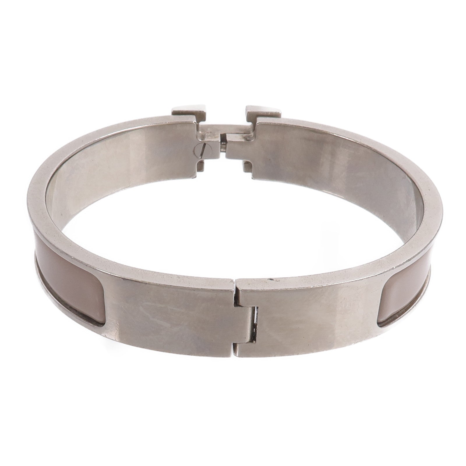 HERMES 金屬/琺瑯Clic H Bracelet手鐲Gris Etain Mat