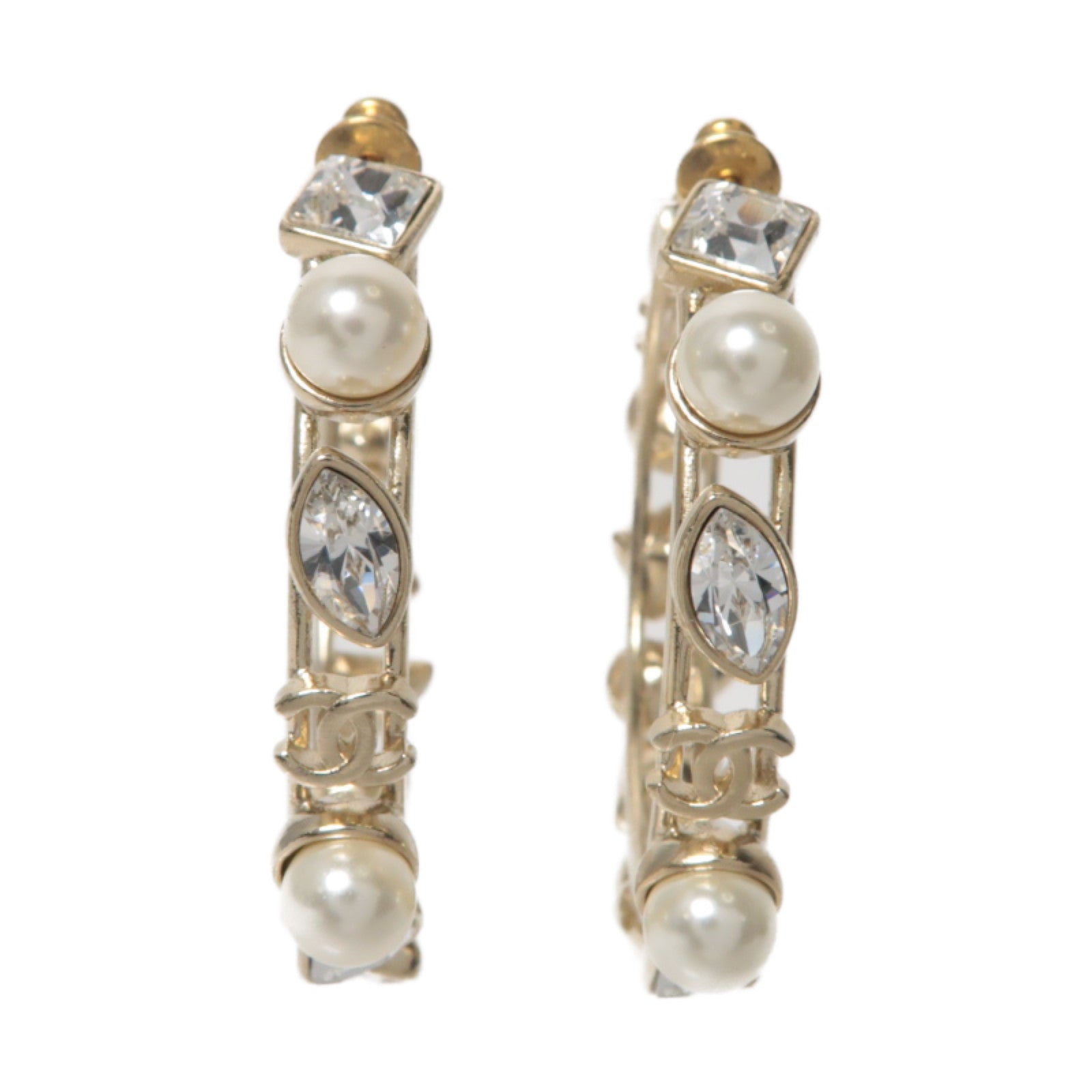 CHANEL 【激減優惠】PVC/金屬Earrings耳環白色/金色