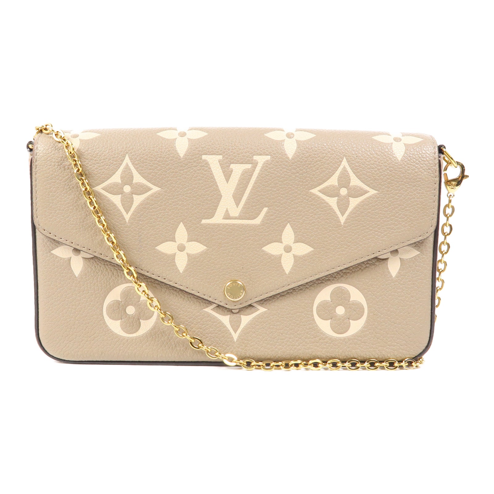 LOUIS VUITTON Monogram Empreinte Felicie Pochette金扣鏈帶肩背袋