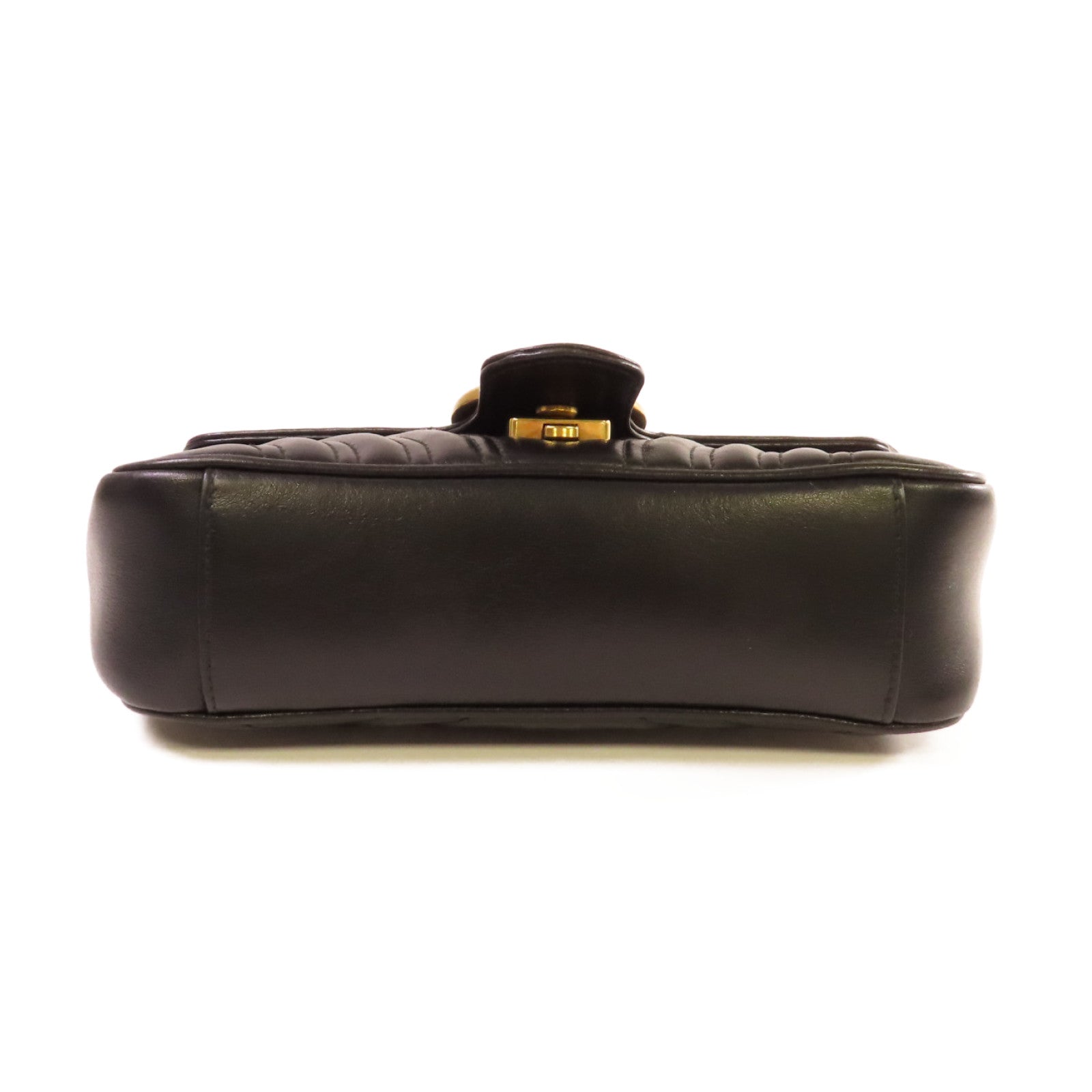 GUCCI 牛皮皮革GG Marmont Mini Shoulder Bag金扣鏈帶肩背袋黑色