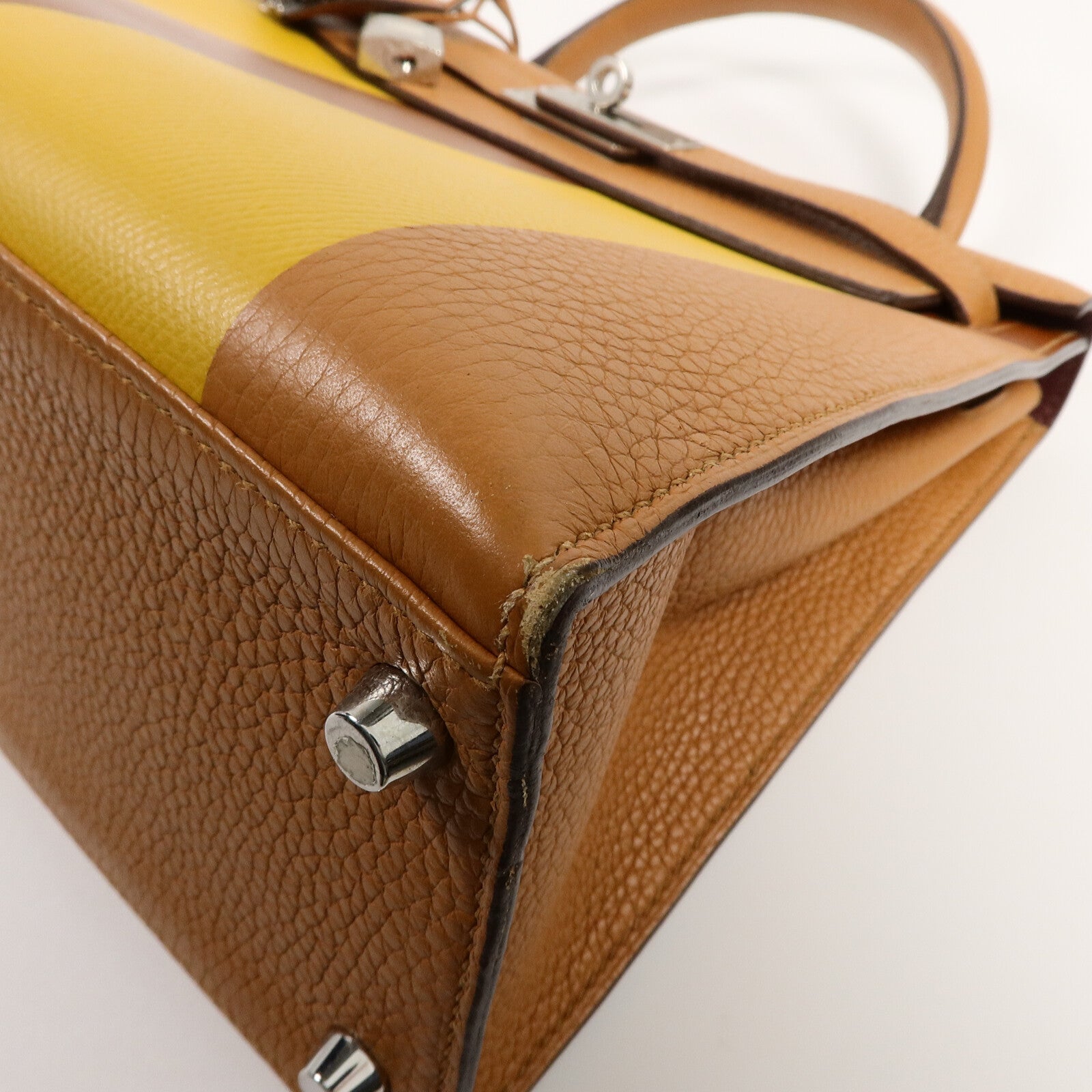 HERMES Togo/Epsom皮革Kelly 28手挽肩背兩用袋Gold/Jaune Ambre/Car