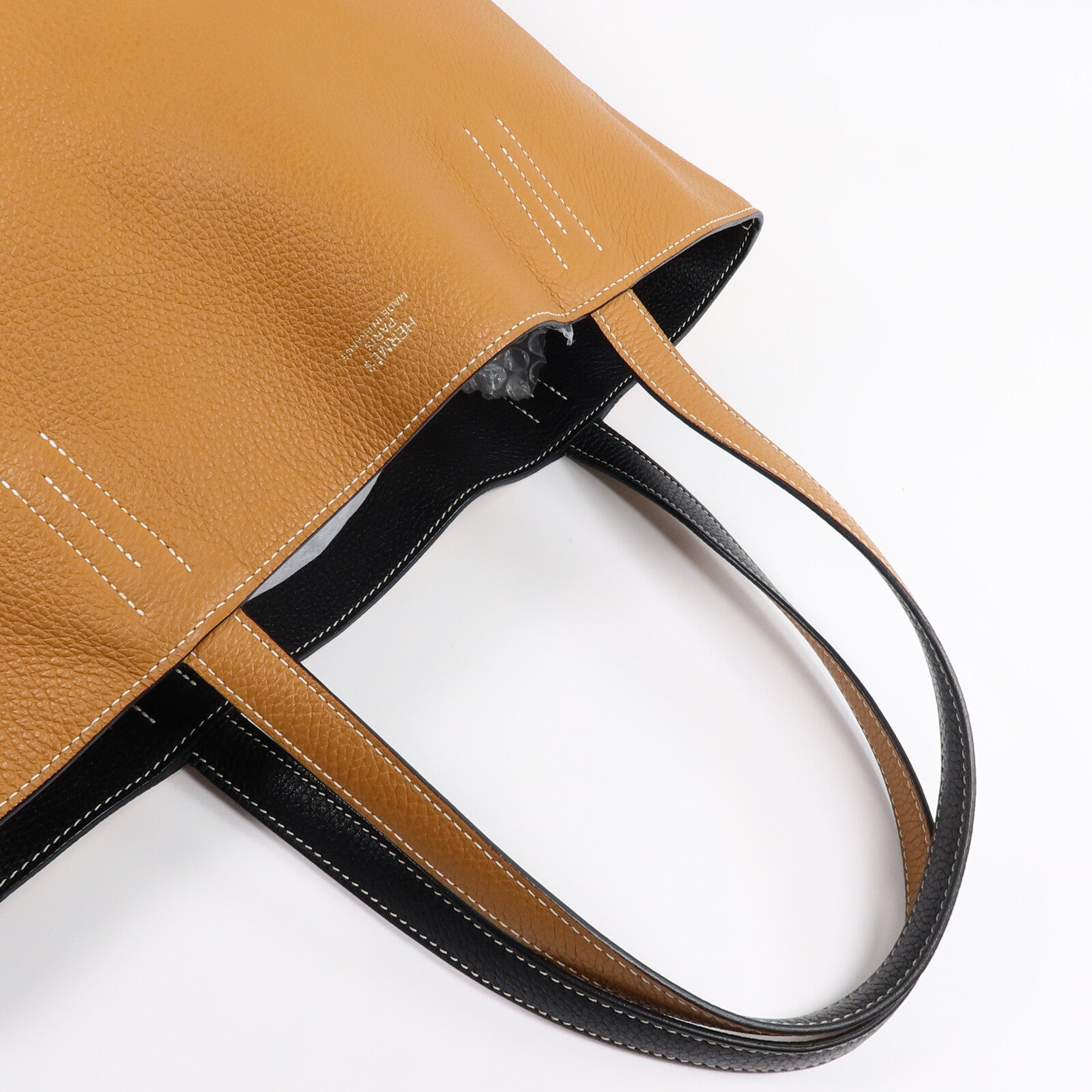 HERMES Clemence皮革Double Sens 35肩背袋Gold/Noir