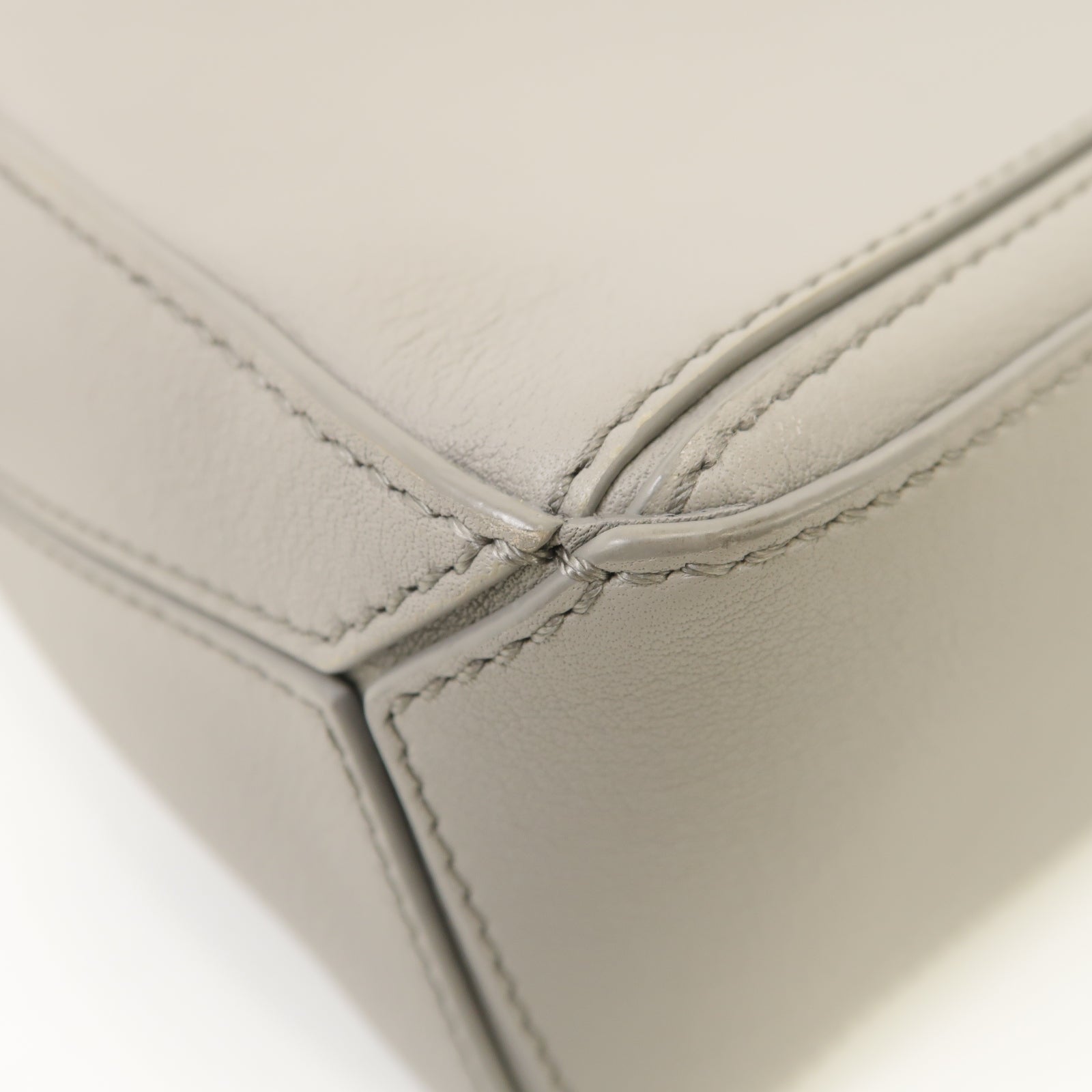 LOEWE 牛皮皮革Mini Puzzle銀扣手挽肩背兩用袋灰色