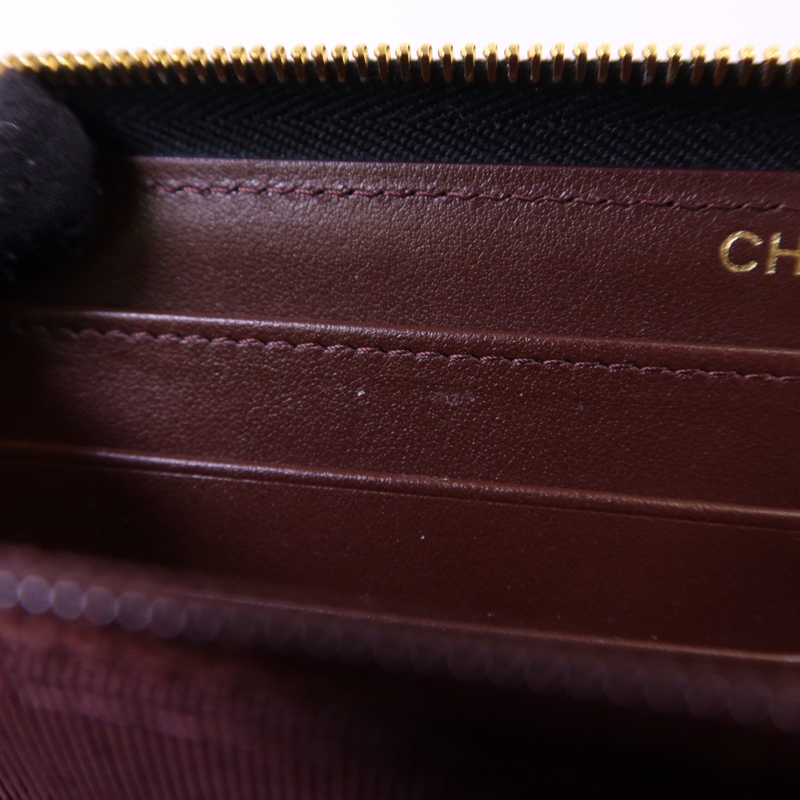 CHANEL 牛皮皮革Zipper Long Wallet金扣長錢包