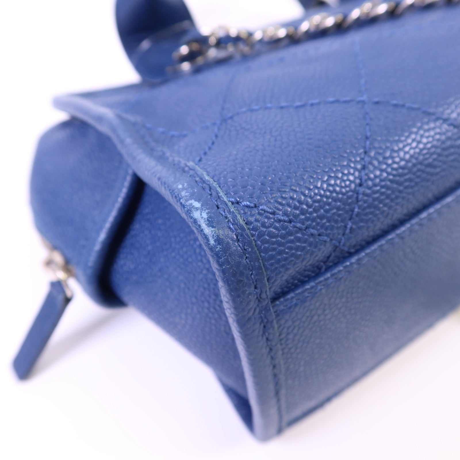 CHANEL 牛皮皮革Chain Shoulder Bag銀扣鏈帶手挽肩背兩用袋