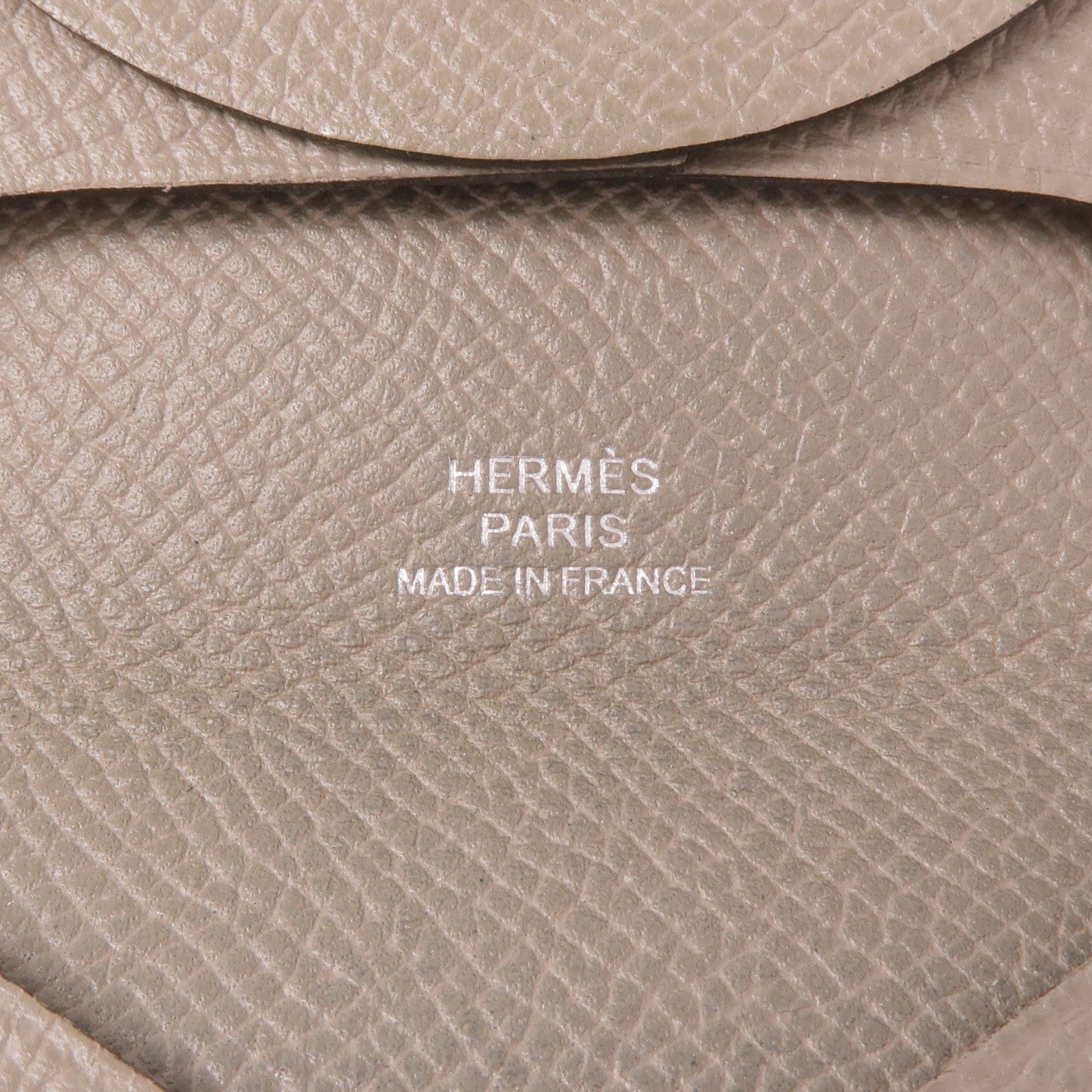 HERMES Epsom皮革Bastia銀扣零錢包Etoupe